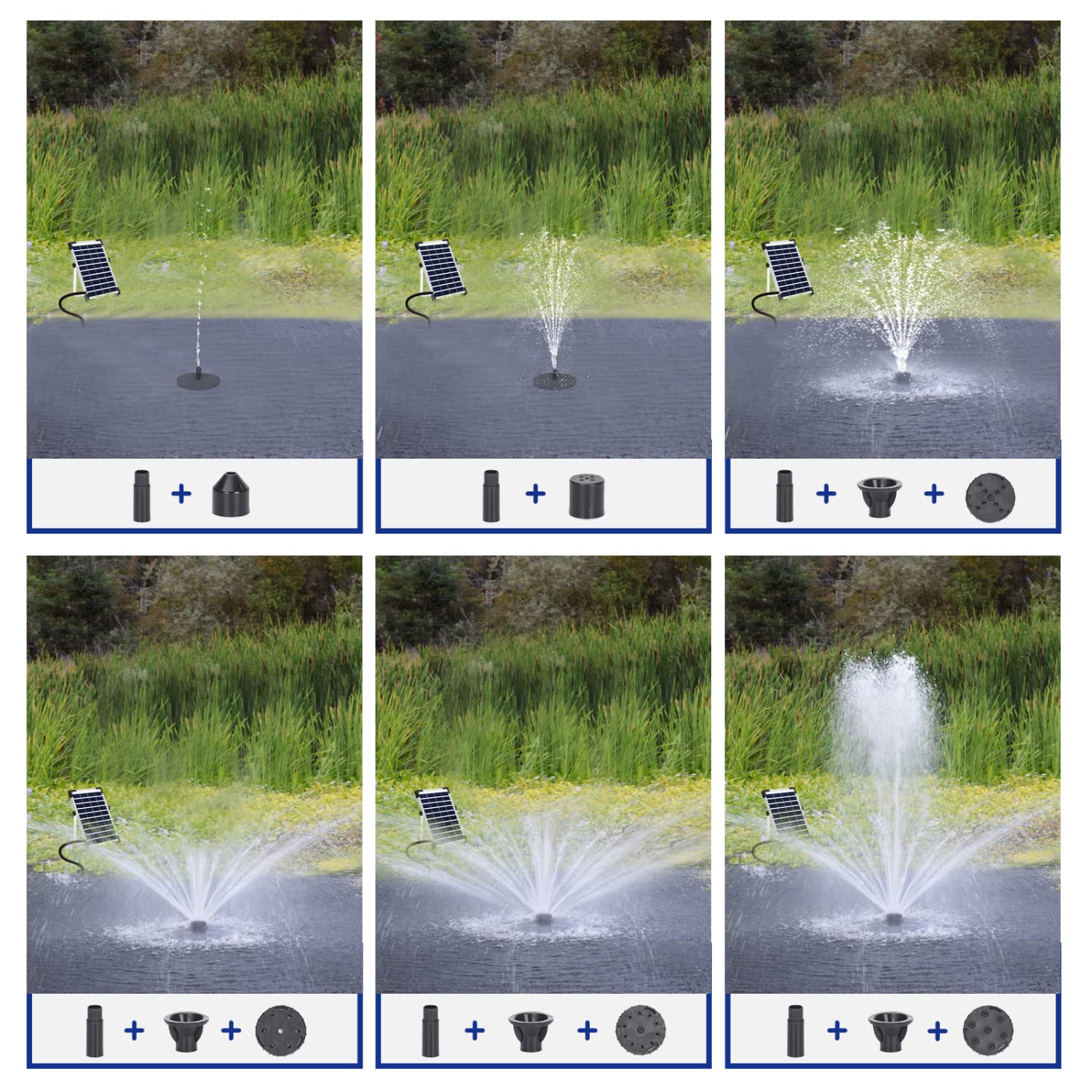 Nobleza 5W Solare Pompa per Fontana Giardino da laghetto con Pannello a batterie Fontana Solare Galleggiante con 6 Stili di Fontana per Giardini, Giochi d'Acqua, vasche per Uccelli, stagni