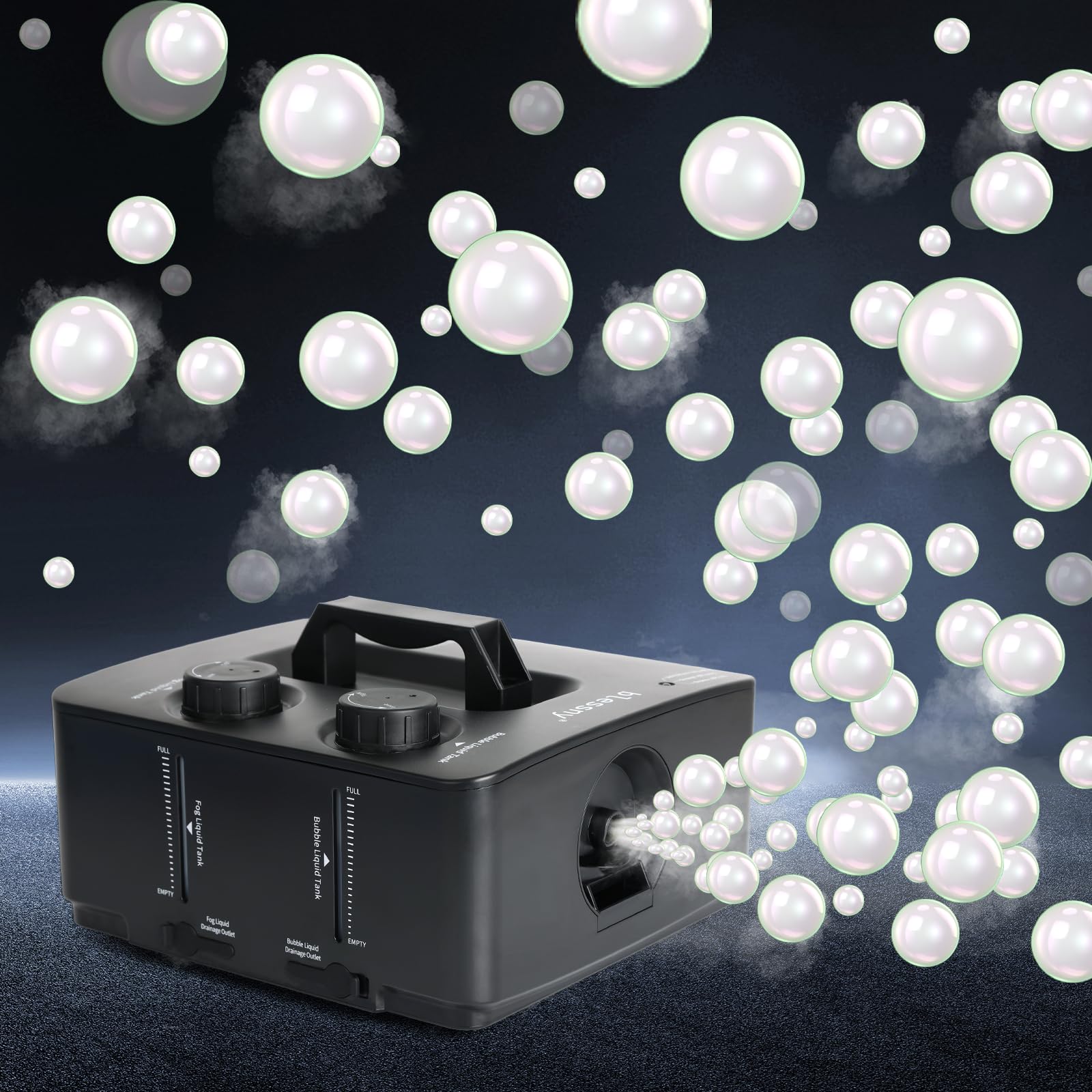 fog bubble machine 2 in 1 professional smoke bubble maker for stage party halloween christmas wedding birthday 8000fog filled bubble per minute 250w black