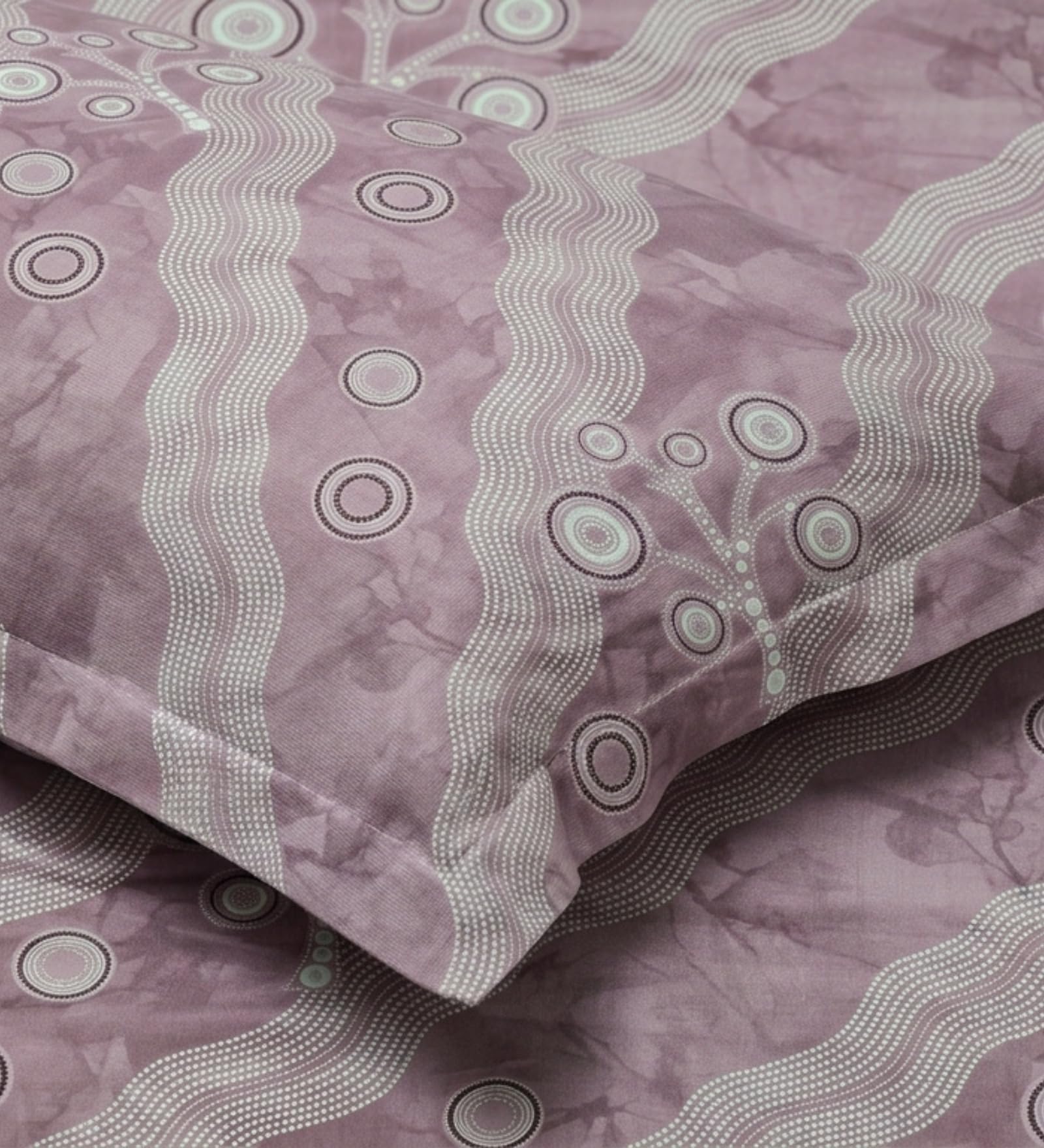 Mafatlal King Size Bedsheet - Beige Blue Leaf Print -24