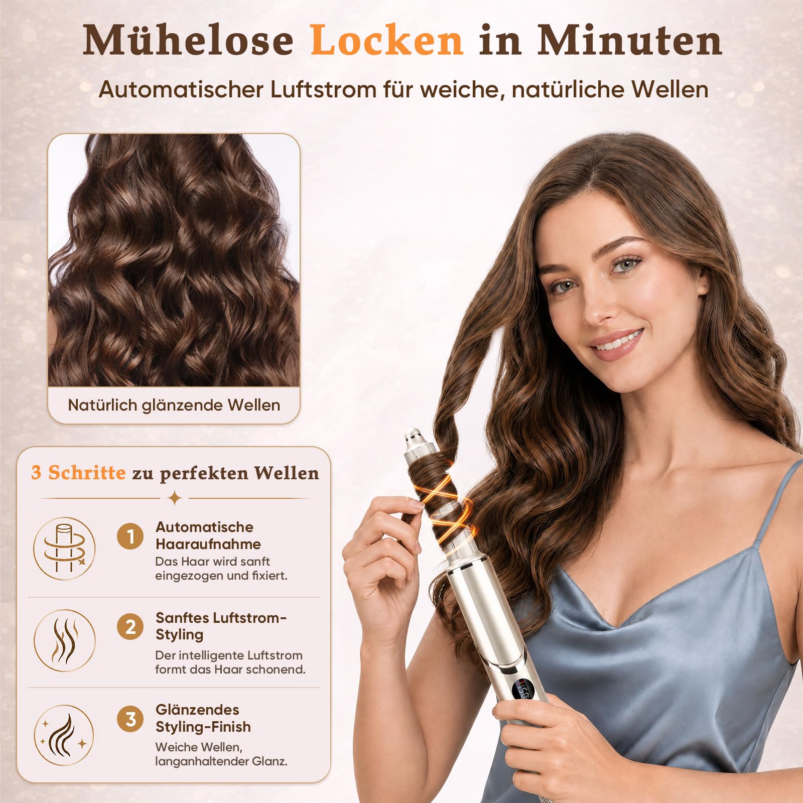 NEW 8 in 1 Hairstyler Set LCD-Display Multistyler 110,000 U/min Airflow Faltbares Kaltluftfunktion Heißluftbürste Schnelles Trocknen Glätten Locken und Volumen mit Ionen Haartrockner
