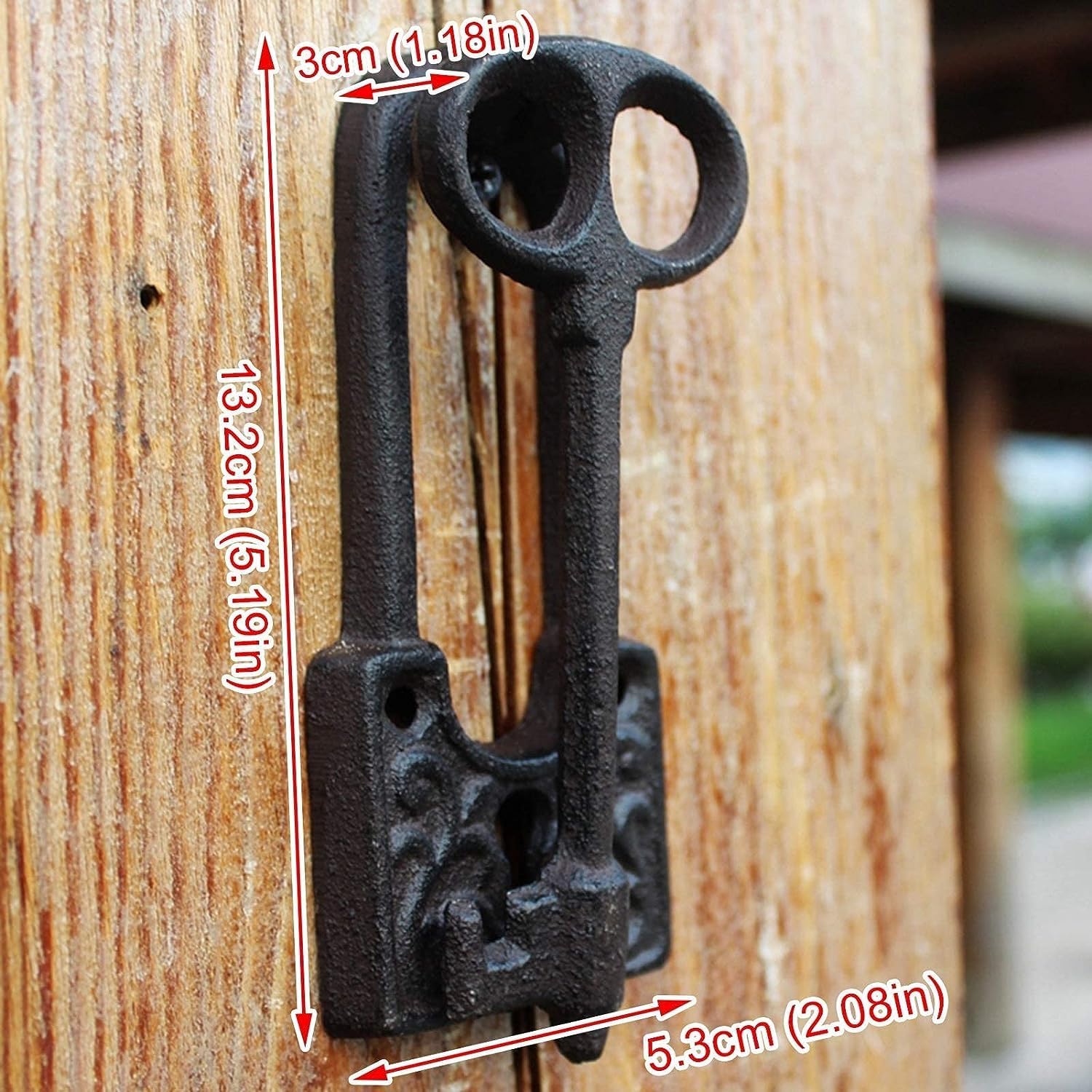 Door Knocker, Door Knocker Handwork Solid Cast Iron Door Knockers, Small Decor Key Shaped Door Ring Classic Vintage Gate Pull Handle, for Wood Doors Yard Farmhouse