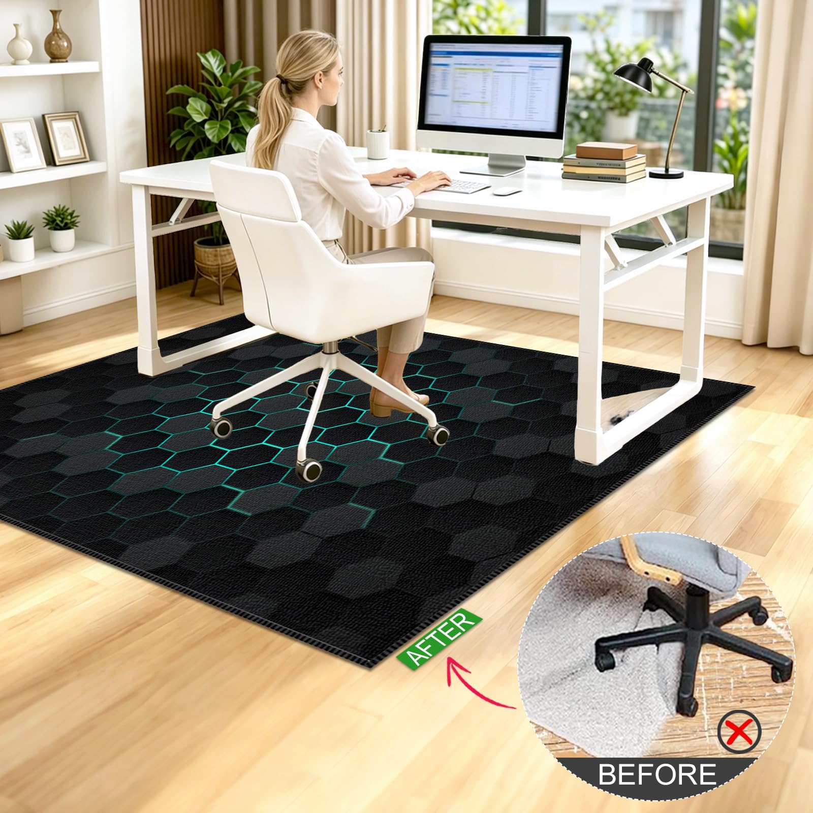 Tappeto Sedia Ufficio Protettore del Pavimento, Deco Tappeto Salvapavimento Antiscivolo, Tappeto per Sedia con Ruote, Tappetino Pavimenti per Parquet e Pavimenti Duri Piastrelle 120x140cm