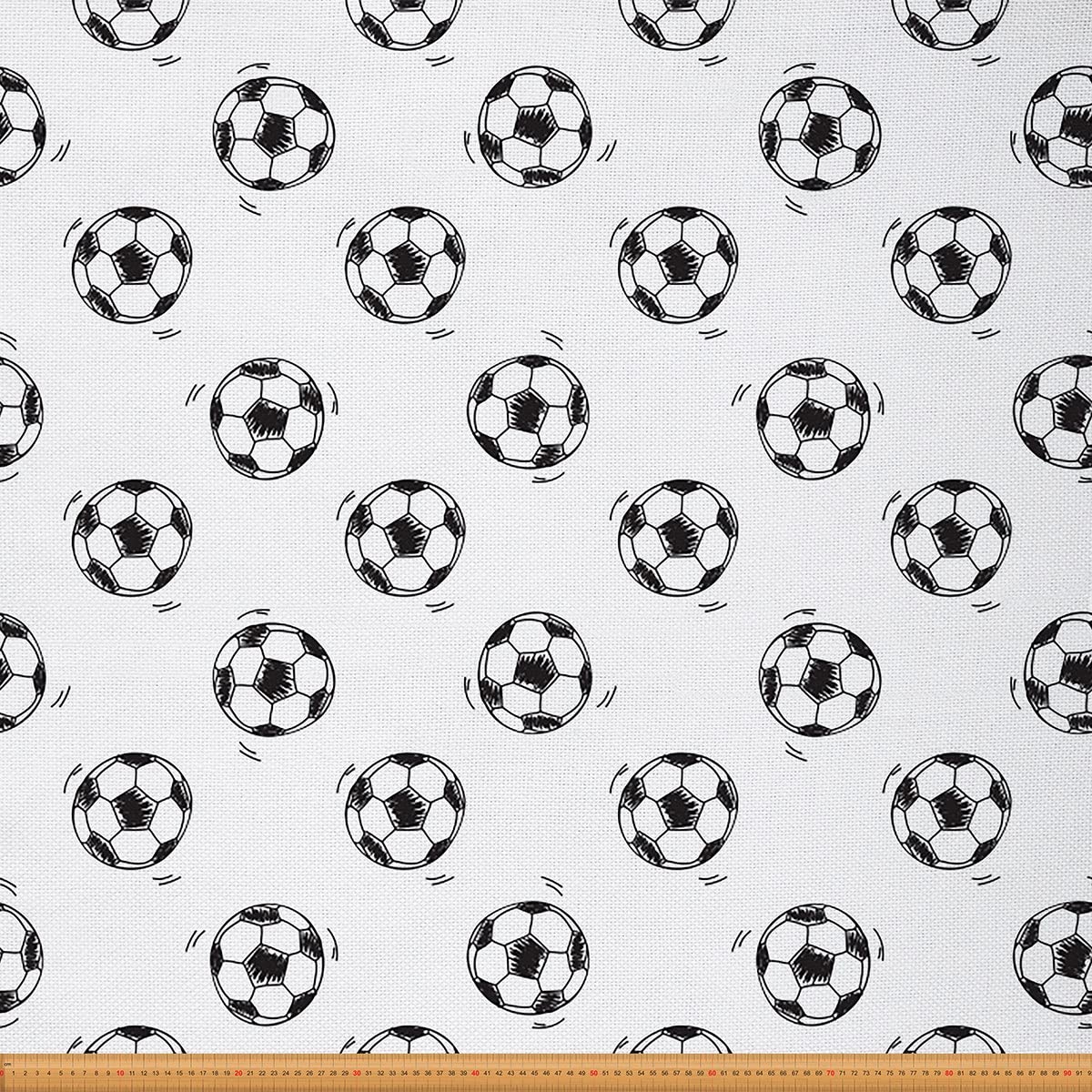 Soccer Balls Upholstery Fabric by The Yard Football Sports Theme Design Fabric for Chairs and Home DIY Projects Ball Game Decorative Waterproof Fabric 5 Yards,(L460*W150cm) Black White