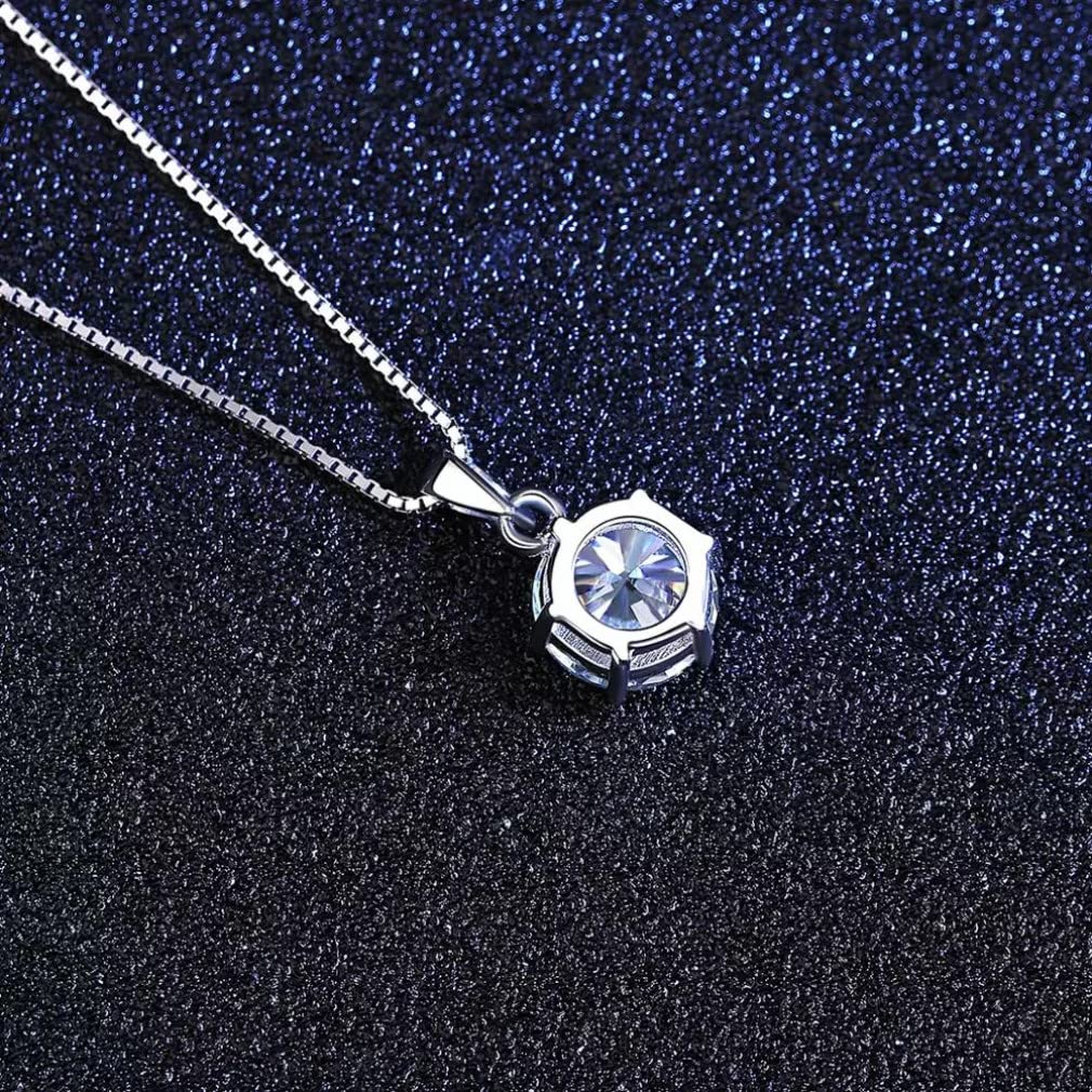 Collar con Colgante de moissanita de 1 CT para Mujer, Compromiso de Boda, Diamante, joyería de Plata de Ley 925, Collares