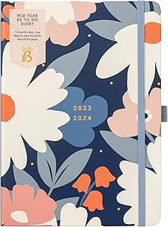 Busy B Mid Year A5 To Do Diary August 2023 - August 2024 - Navy Floral - A5 Week to View Diary with Notes, Tear-Out Lists & Pockets