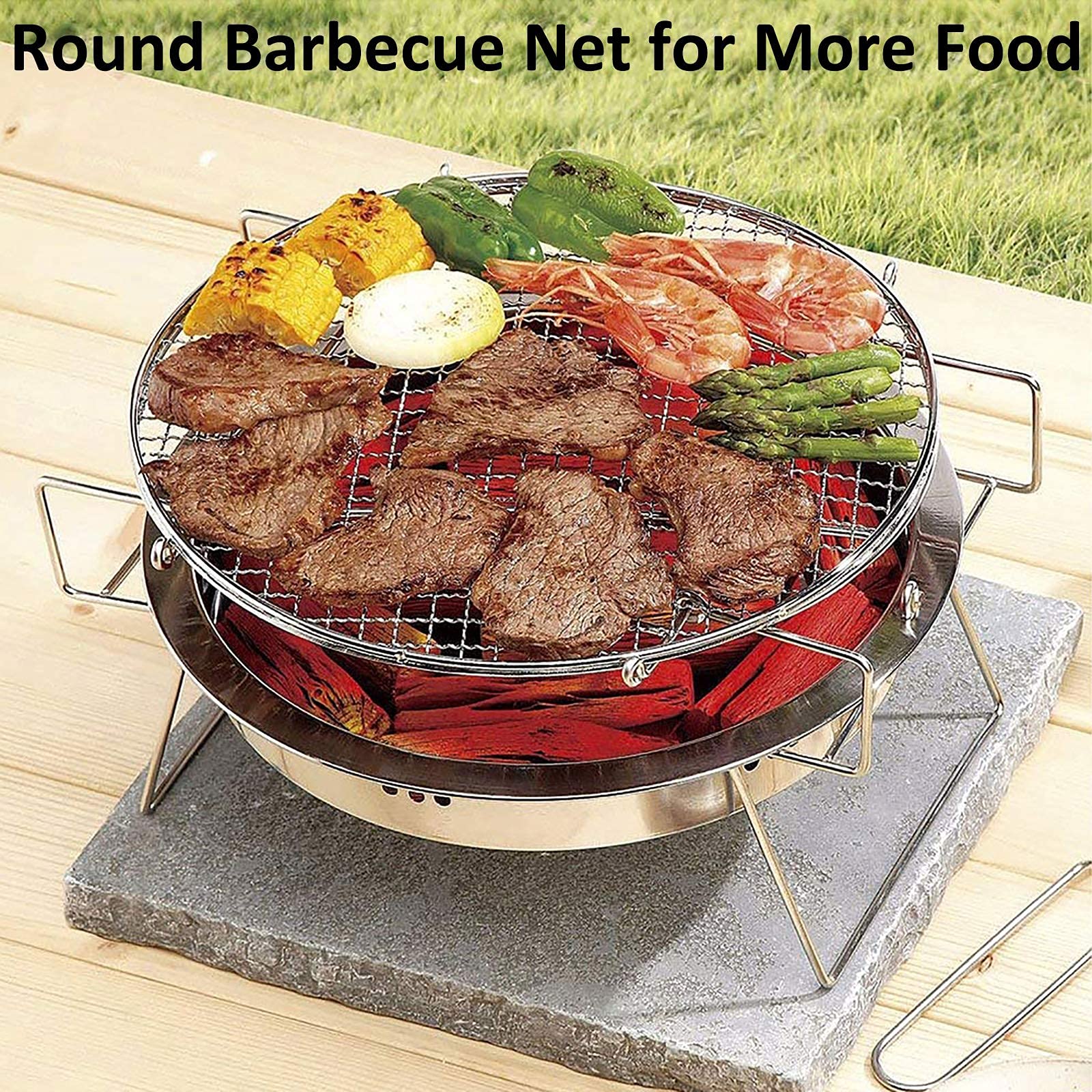 Składana kuchenka kempingowa Mini BBQ, 12-calowy grill ze stali nierdzewnej do grillowania pikników kempingowych, grill węglowy z wyjmowaną tacą, łatwy do czyszczenia