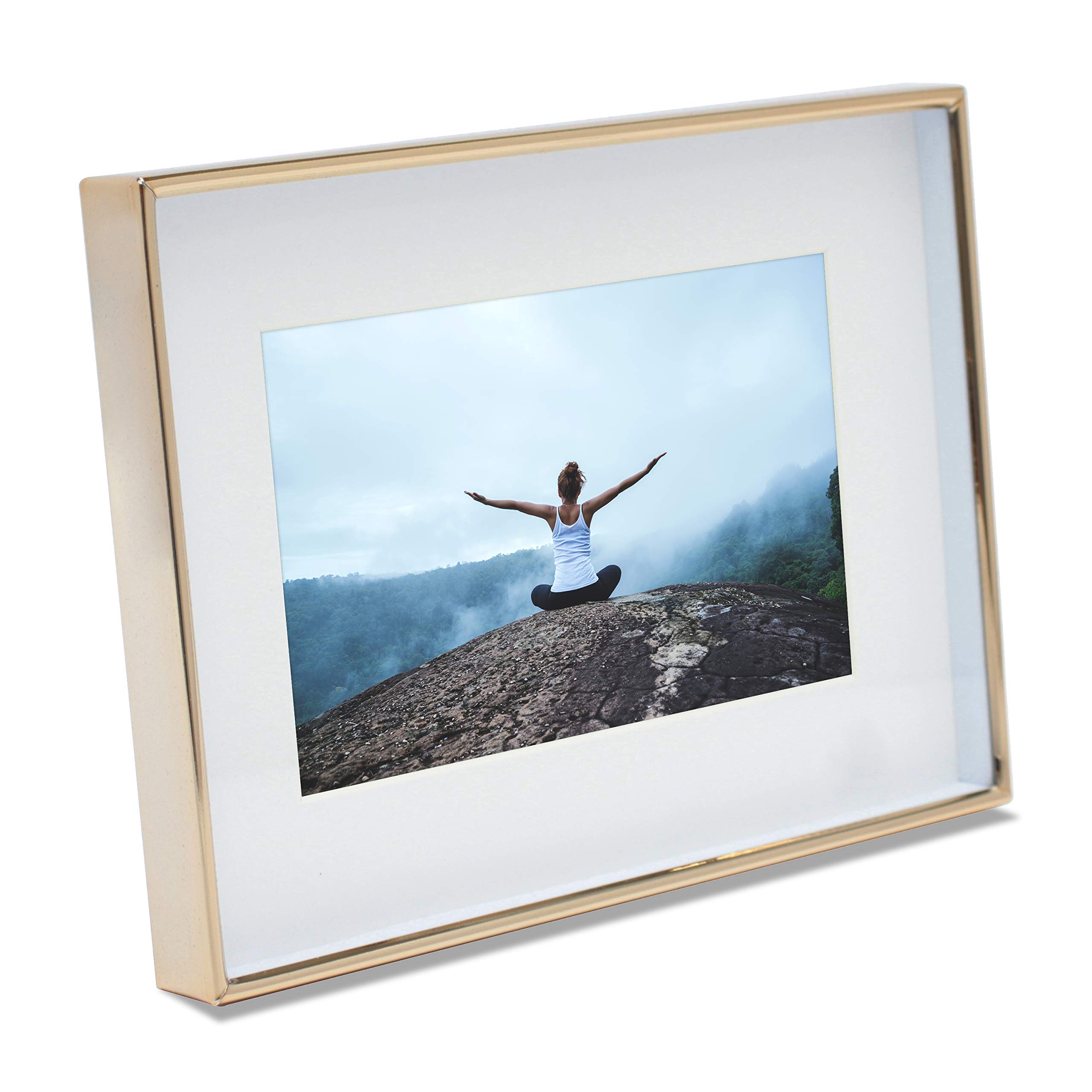 Amazon.com - MIMOSA MOMENTS Brass 6x8 Metal Picture Frame with Mat