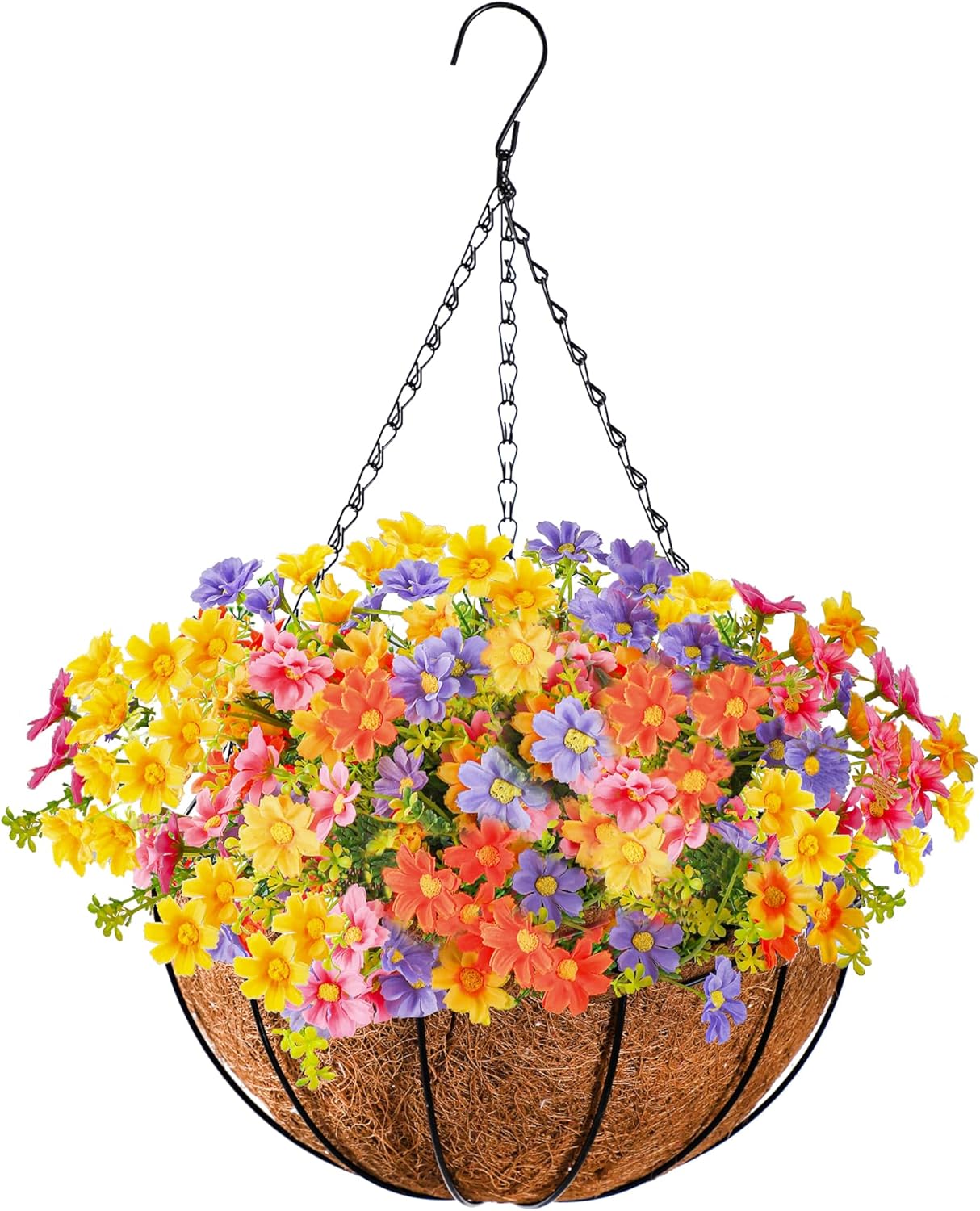 Artificial Hanging Baskets with Flowers 140 Flower Heads