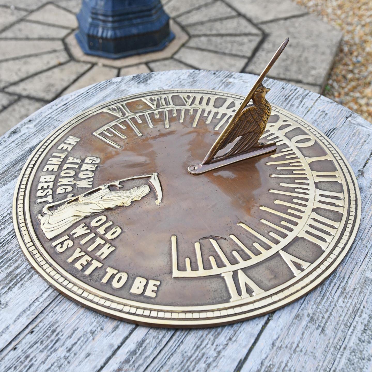 Black Country Metal Works Antique Solid Brass 'Old Father Time' Ornamental Sundial (290mm Diameter)