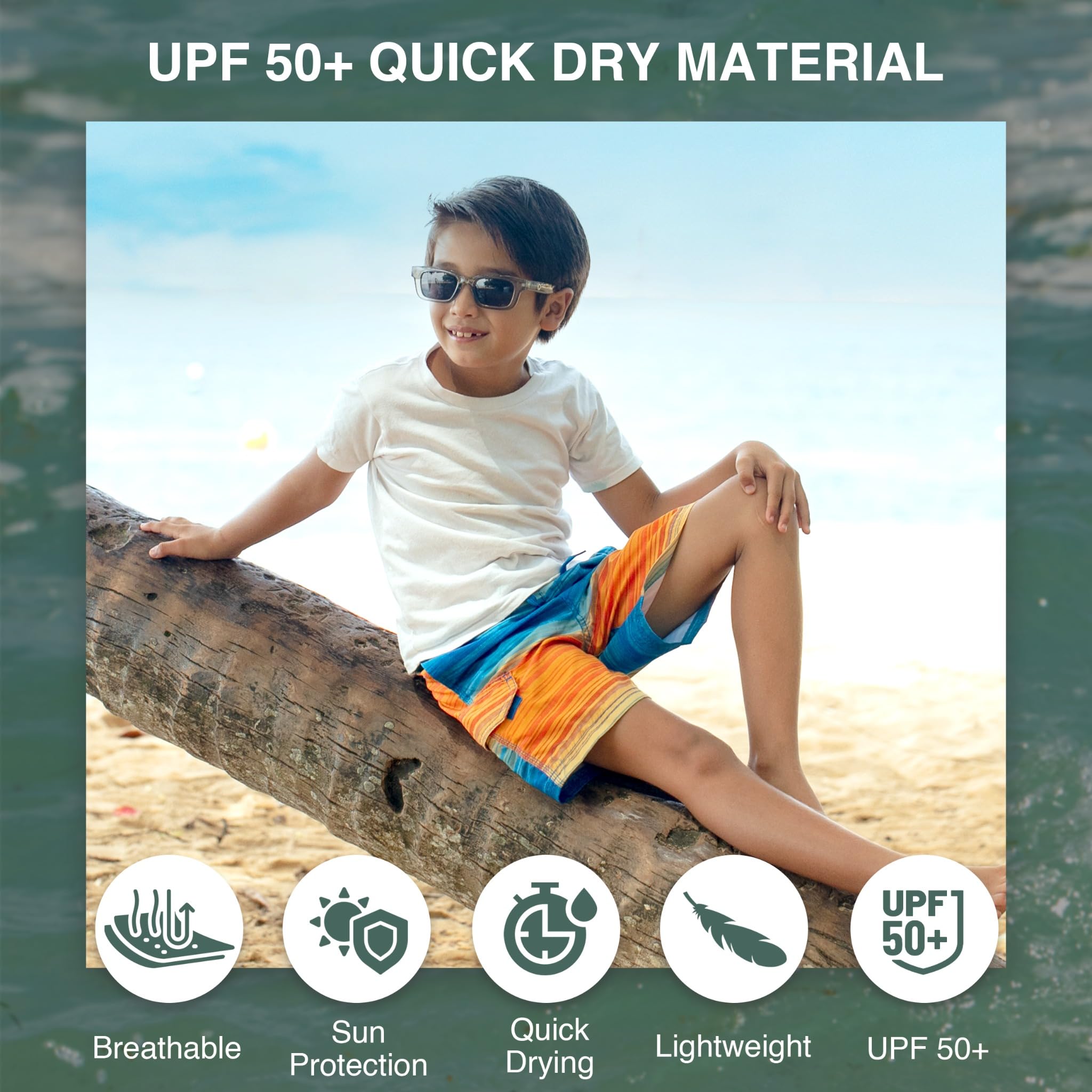 Kanu Surf Boys' Oahu Quick Dry Beach Swim Trunk