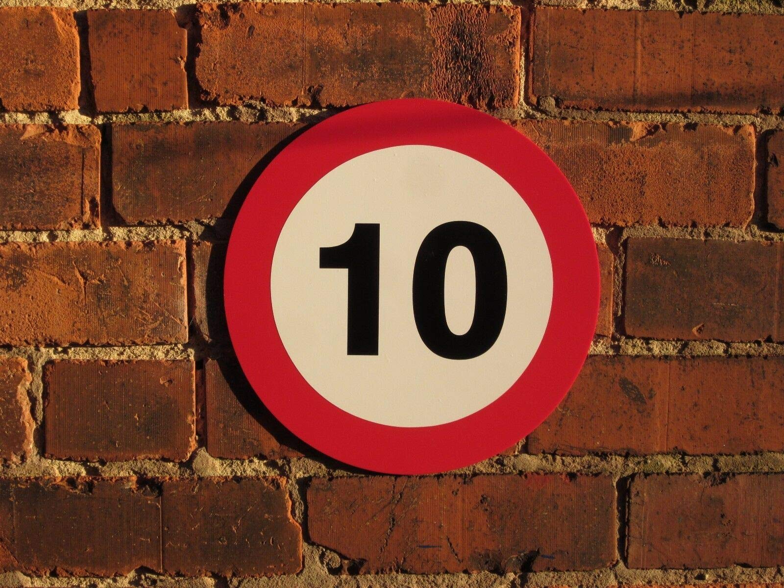Bcts Circular 10Mph Speed Limit Sign Funny Metal Sign Crossing Traffic Novelty Square Sign 12X12 Inch