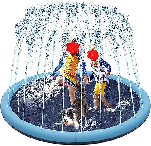 Tapete inflable 3 en 1 para jugar con salpicaduras de verano al aire libre, juguetes de agua, tapete antideslizante para niños y perros, tapete de