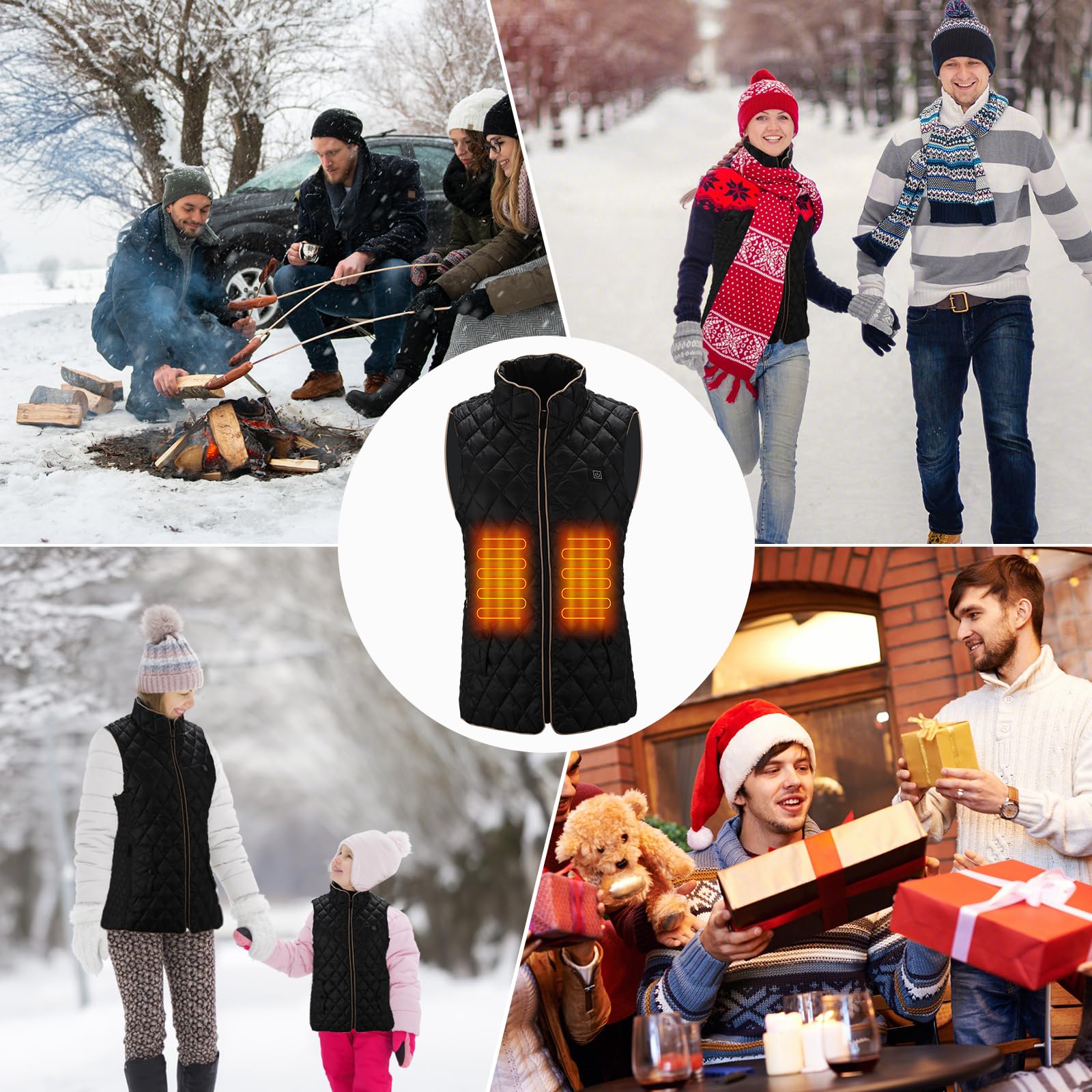 DUTTY Chaleco cálido, chaqueta de calefacción, calefacción continua y mantiene el calor, dando a la familia un invierno cálido, combinado con un banco de energía