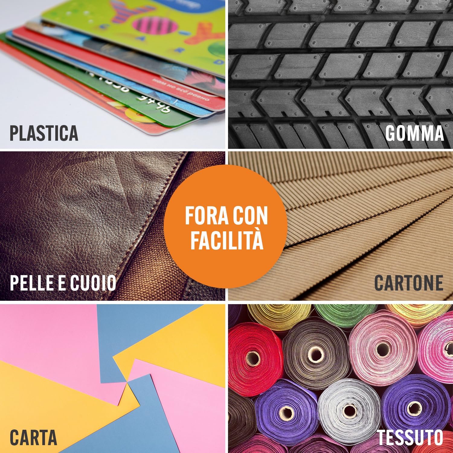 Pinza Fustellatric per Buchi Cintura, Progetti DIY Casa o Artigianali. Punzoni per Cuoio, Super Robusta Testina Rotante, Punzonatrice Fori Varie Misure