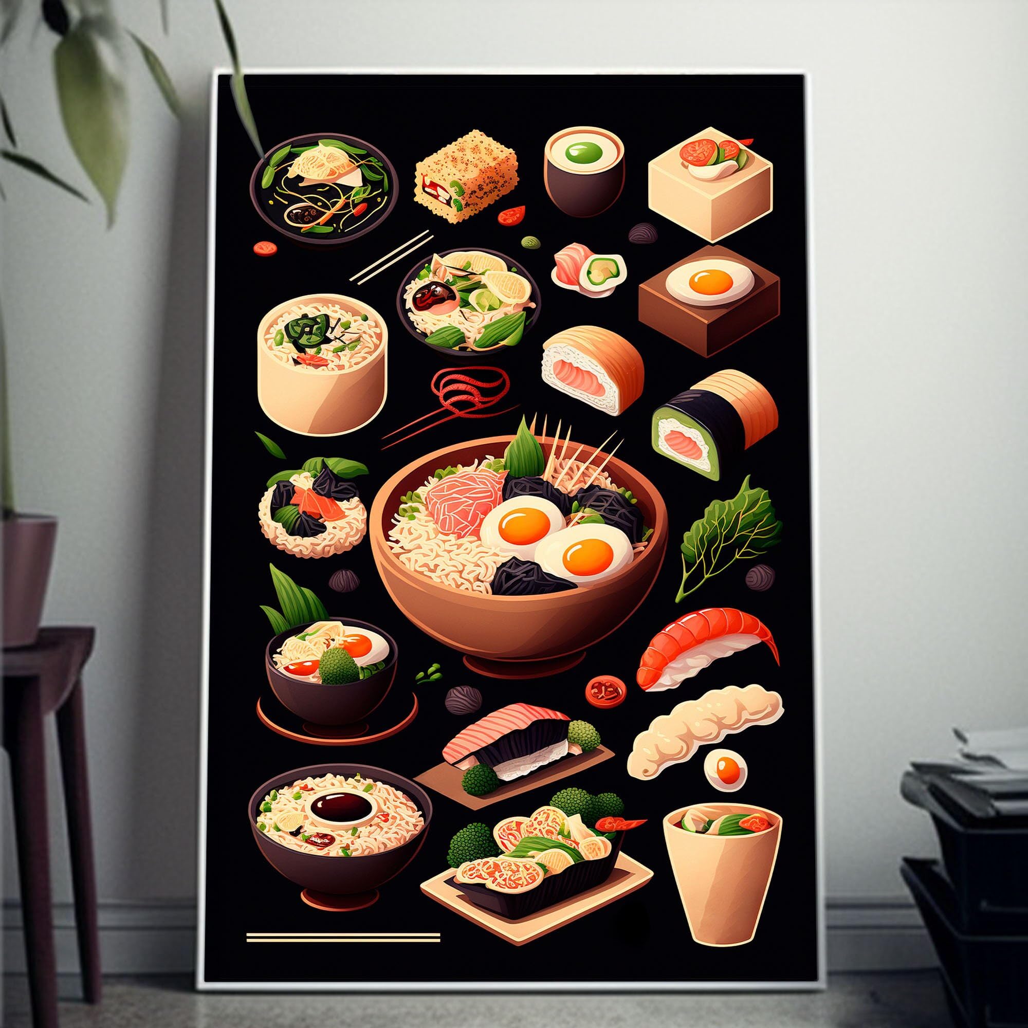 イラストボード ポスター など いろいろ まとめ売り Amazon.co.jp: カラフルな食べ物や飲み物キャンバスポスターラーメン