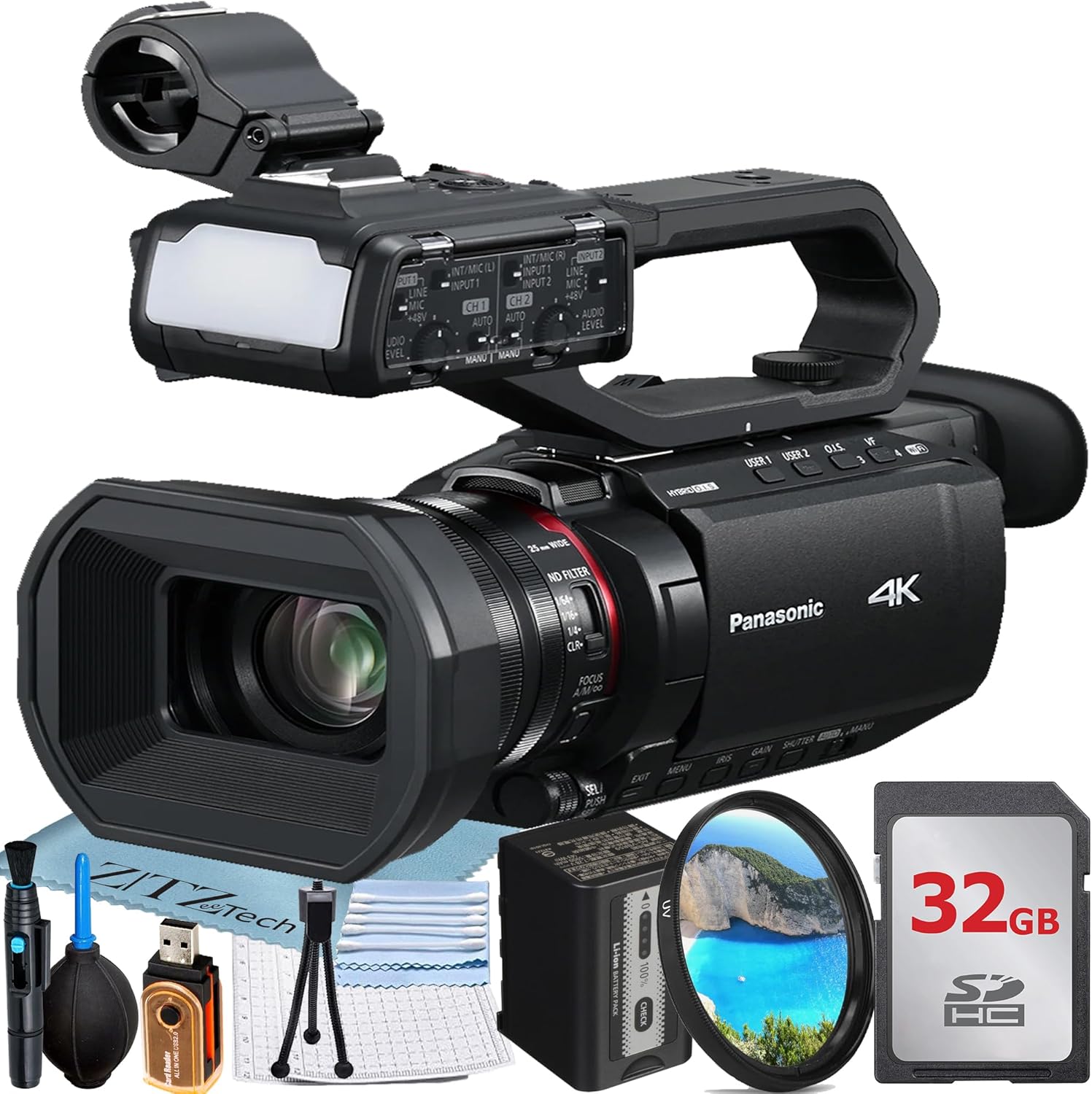 Panasonic HC-X2100 Camcorder with 32GB Memory Card + UV Filter Accessory Bundle