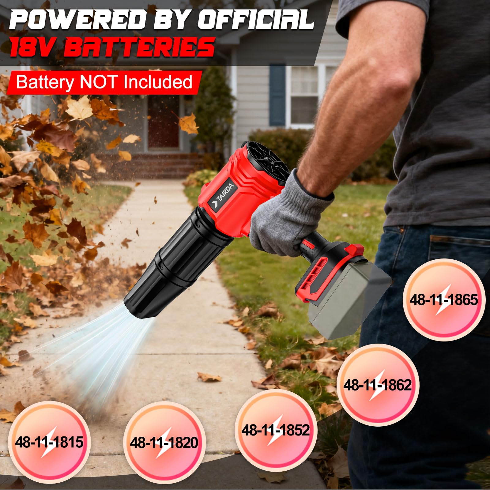 Soffiatore per foglie senza fili, compatibile con batteria Milwaukee da 18 V (senza batteria), mini soffiatore a getto turbo con 2 ugelli, leggero e uso con una sola mano, per patio, garage