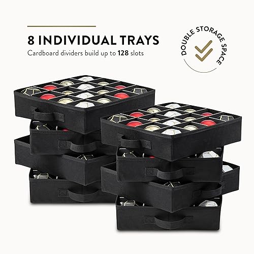 Miniatura 4 de Caja de almacenamiento grande de adornos navideños de alta calidad, con apertura lateral, bandejas estilo cajón, compartimento de 3 pulgadas, 8