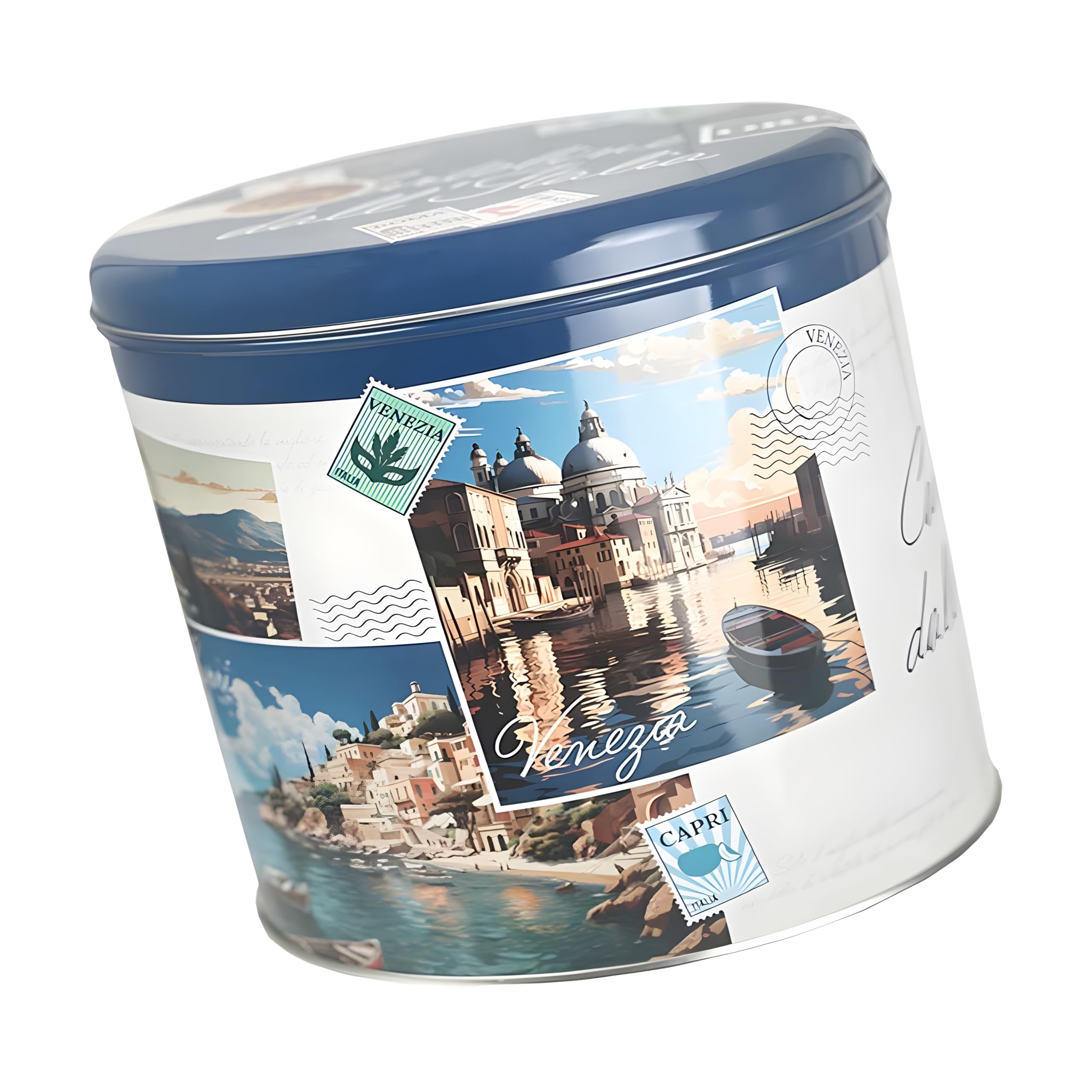 Ore Liete Panettone from Italy in Vintage Italian Postcard Design Tin