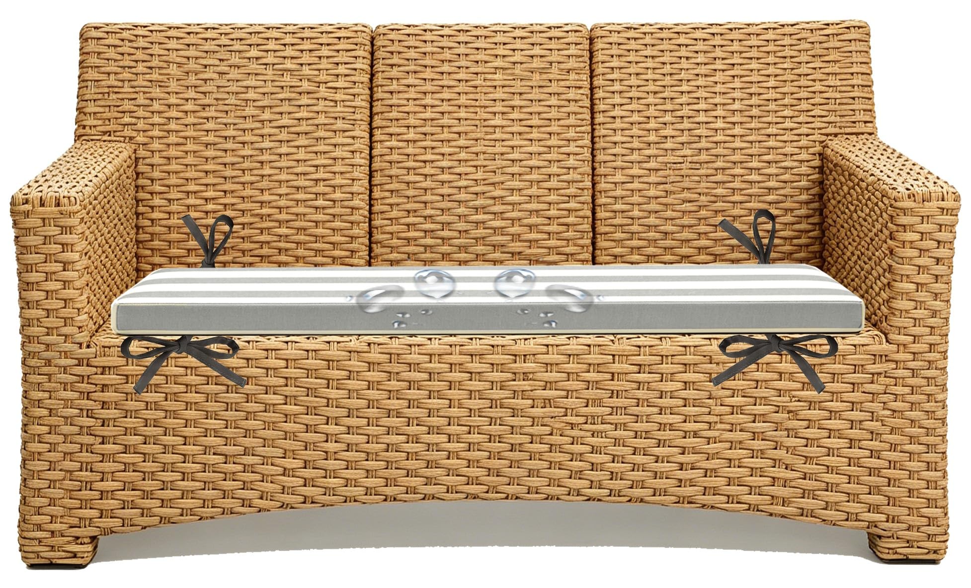 Miecoae 5cm/1.9" Replacement Cushions for Rattan Wicker Outdoor Chair and Ottoman Sectional Striped, Outdoor Sofa Cushions Waterproof 80% Water Repellent Bench Cushion(Gray White,120x50 cm 47x20 in)