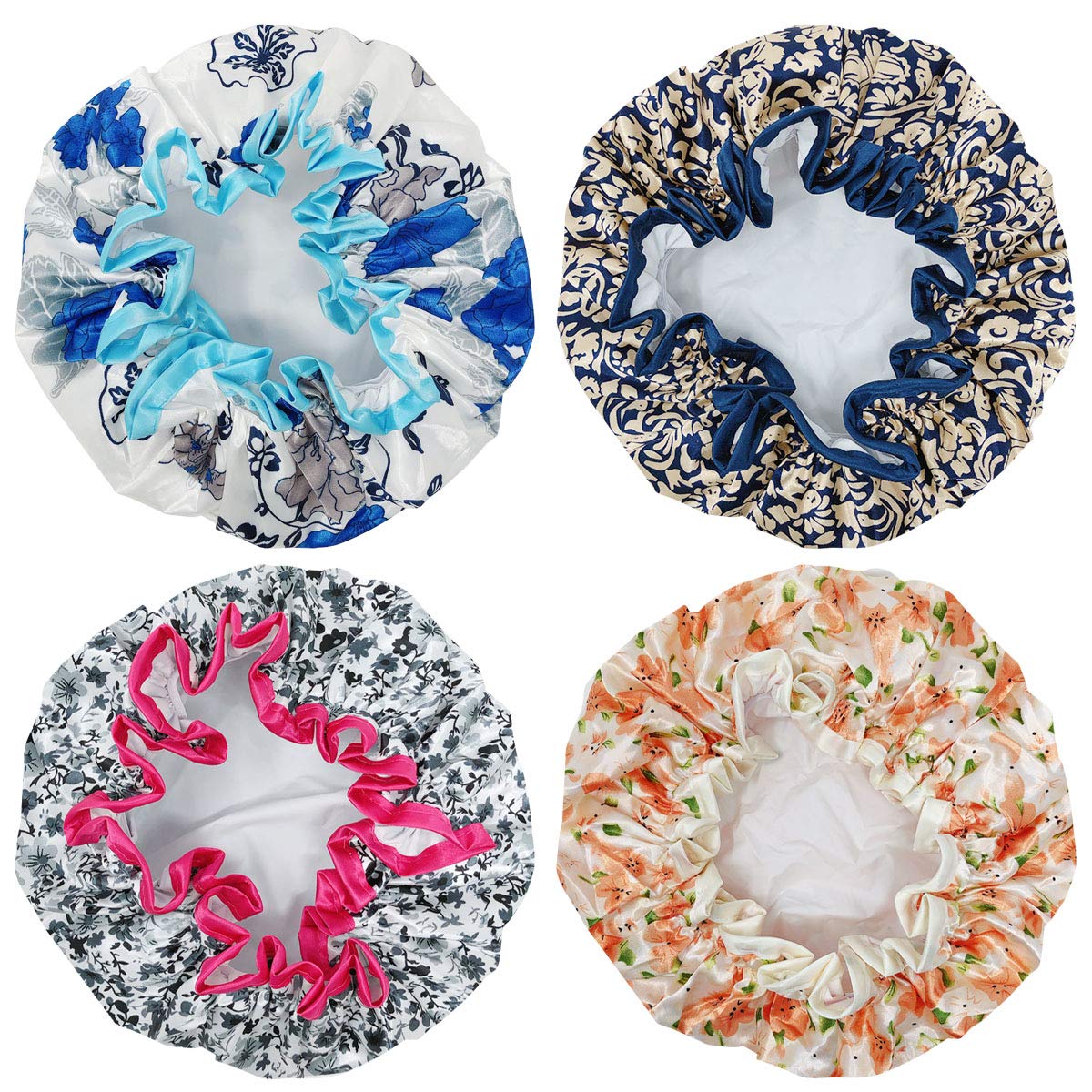 Wrapables Stilvolle Duschhaube, doppellagig, wasserdicht, 4 Stück