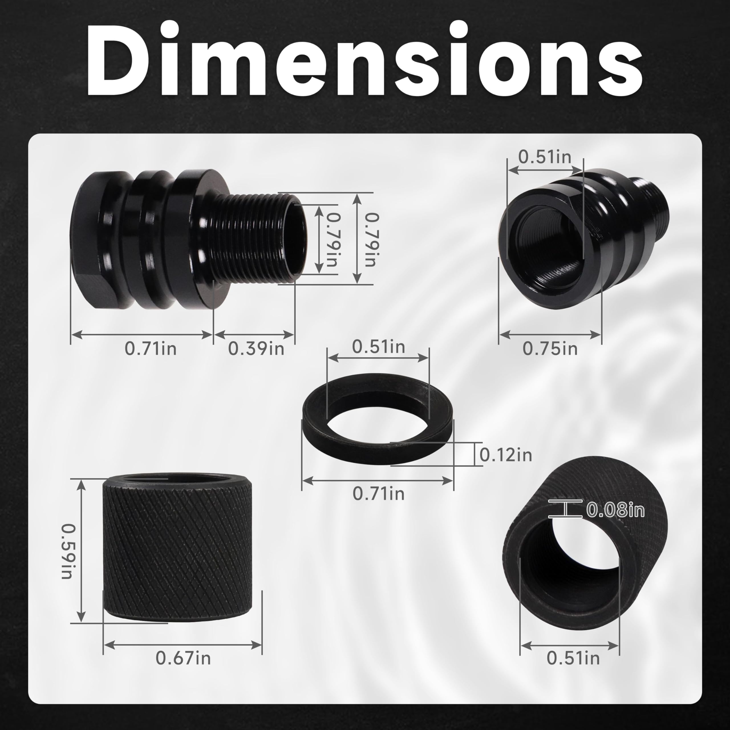 Thread Protector 1/2? x 36 TPI Thread to 1/2? x 28 TPI Thread Converter, 1/2 x 36 TPI to 1/2 x 28 TPI, 1/2-36 TPI Thread to 1/2-28 TPI Thread Converter with 1/2? Crush Washer, Black