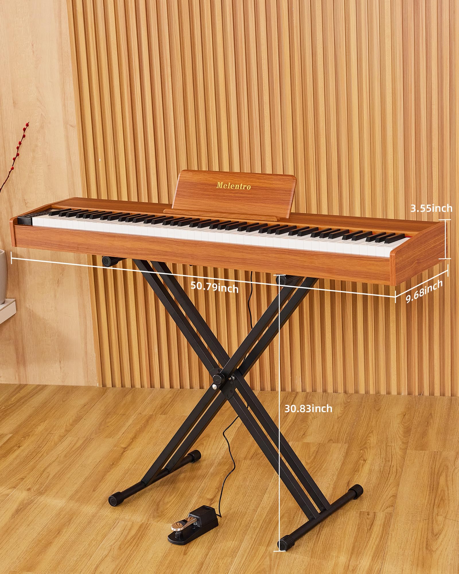 Digital Piano 88 key Semi Weighted Keyboard With X Stand & Sustain Pedal, Full-Size Beginner Electric Piano For Bluetooth, Headphone Mode, USB-MIDI