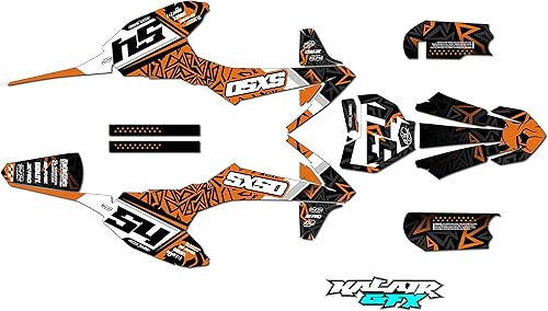 Kalair GFX Graphics Kit for KTM 50SX SX 50 (2016-2018) Cyrus Series Orange 16 Mil - Dirt pit bike motorcycle stickers, dirtbike racing automotive