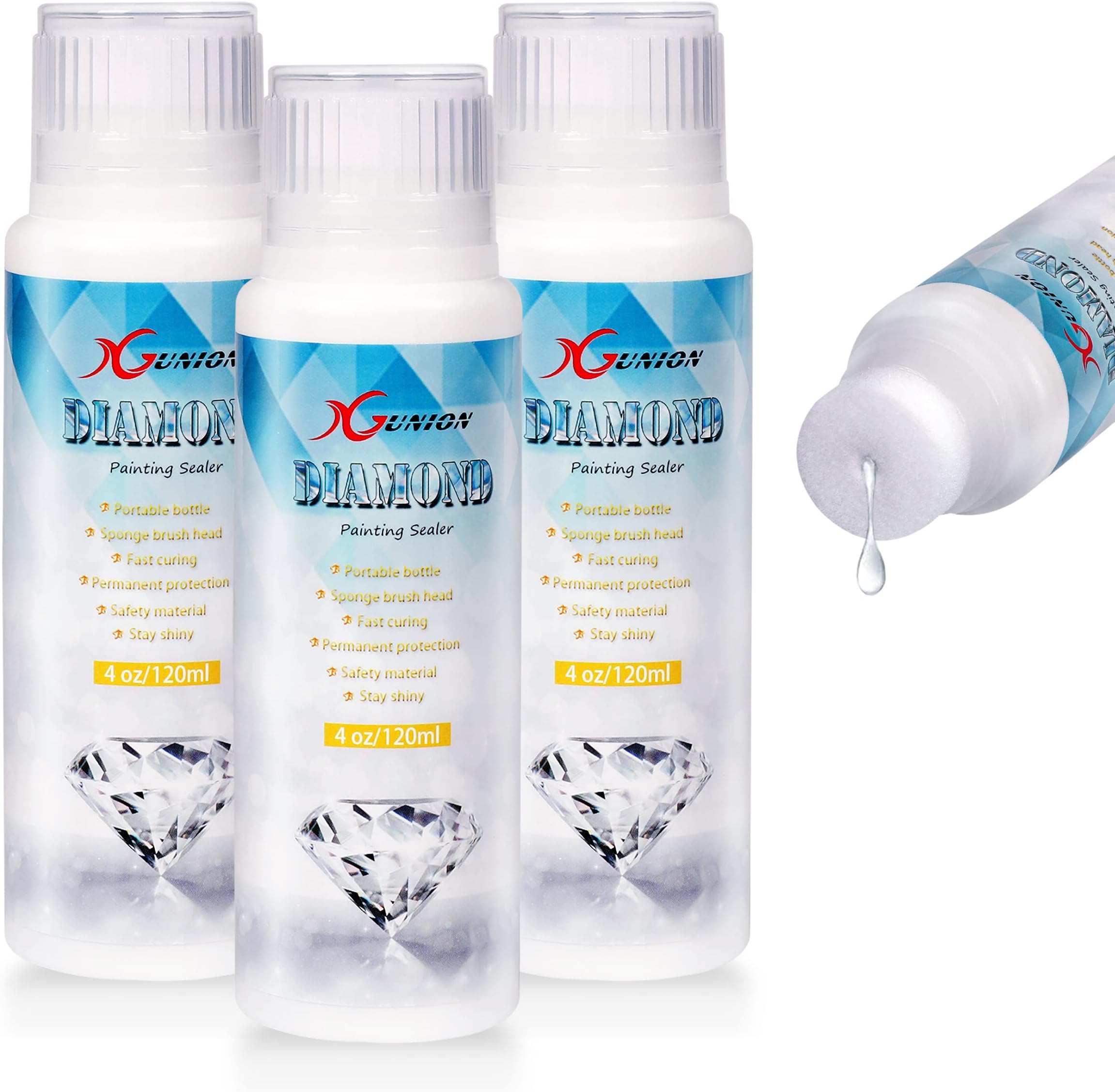Diamond Painting Sealer 3-Pack 360ML 5D Diamond Painting Glue Sealer Diamond Art Glue Sealer Permanent Hold & Shine Effect Diamond Painting Accessories Kits for Diamond Painting and Puzzle Glue (12OZ)