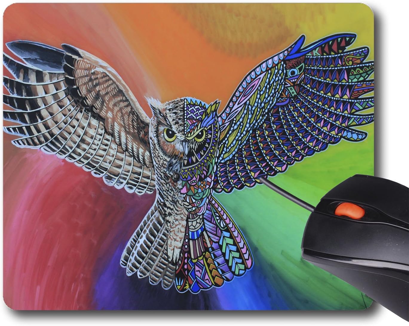 AOFFLY Martin Nasim - Animals of Pride - Owl - Non-Slip Rubber Mousepad Gaming Mouse Pad