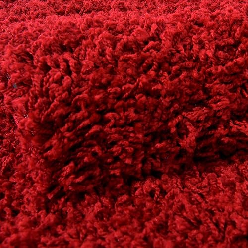 Miniatura 7 de Rugs.com - Alfombra de la colección Über Cozy Solid Shag  Alfombra de pelo rojo cereza de 5 x 8 pies, perfecta para dormitorios, comedores, salas de