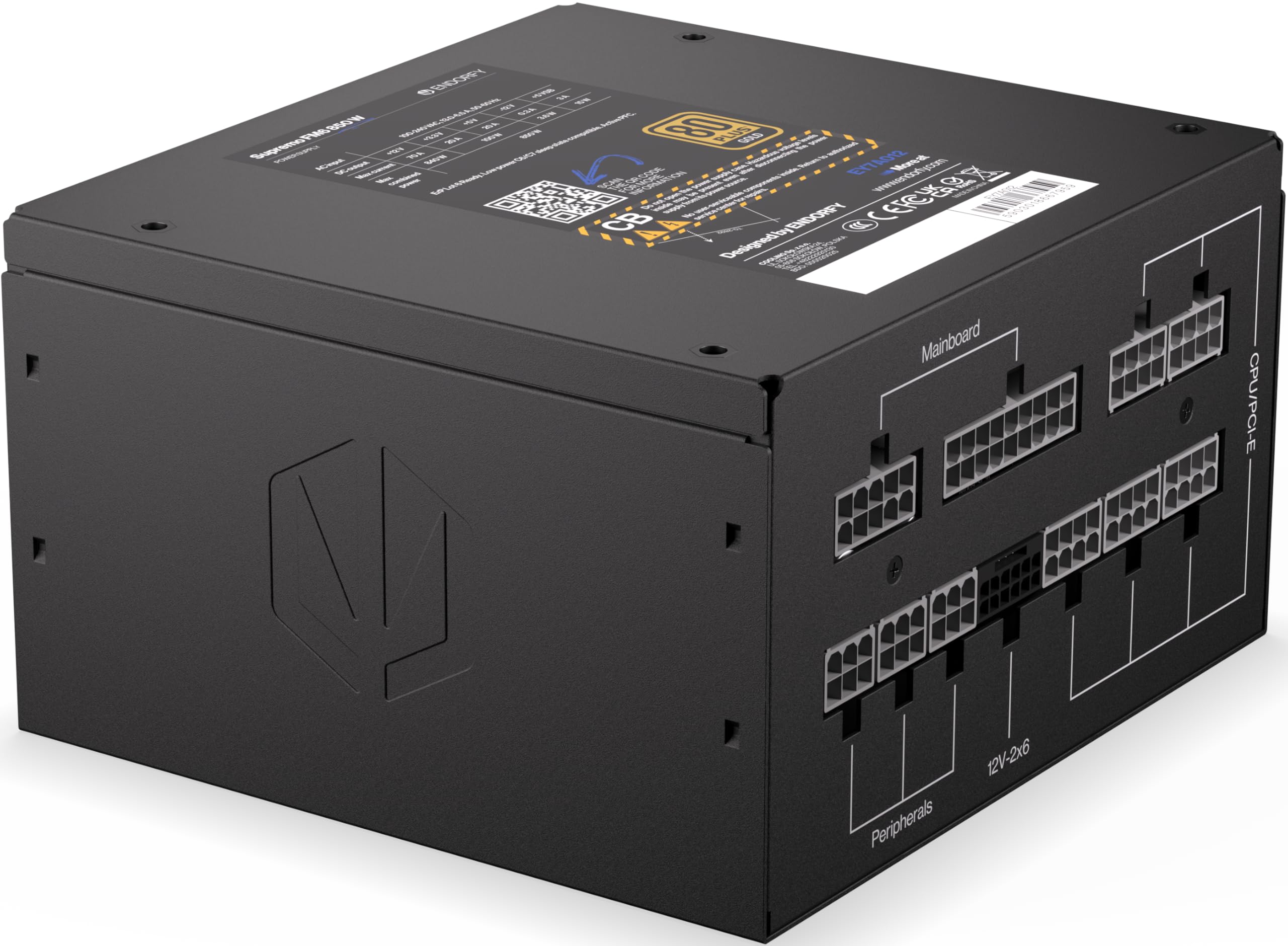 ENDORFY Supremo FM6 Gold 850W, Fuente de alimentación para PC ATX 3.1, certificación 80 Plus® Gold, Funcionamiento silencioso, Ventilador fluctus con cojinetes FDB, condensadores 100% japoneses