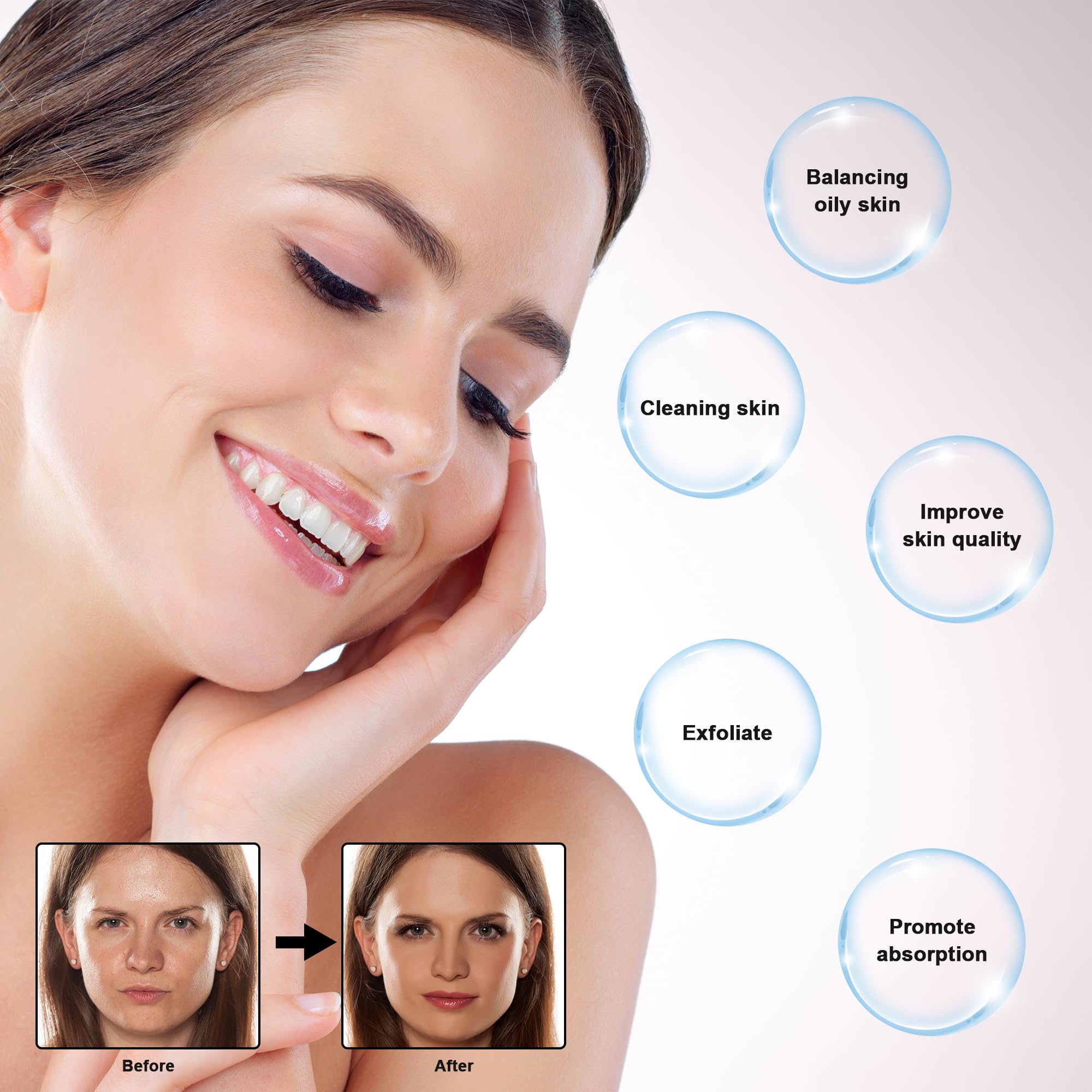 Kit facial CO₂ Elitzia - 6 ensembles/boîte pour machine faciale à oxygène CO₂, régulation des peaux grasses et amélioration de la texture de la peau ETDGEL7 (Formule Régulatrice)