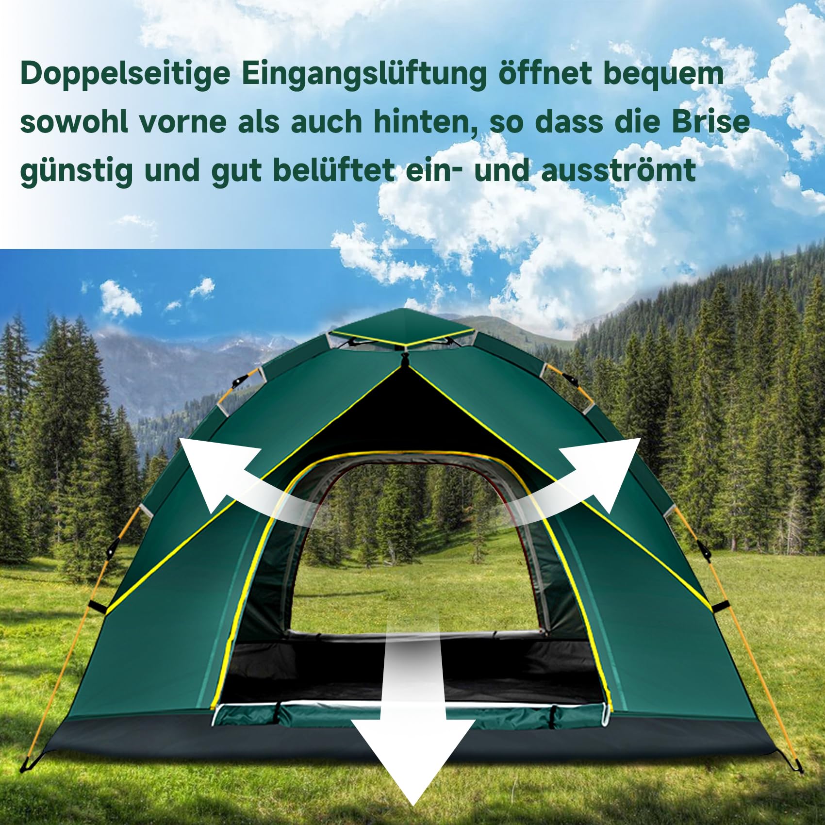 Camping Zelt Automatisches für 2-3 Personen | Sekundenschneller Pop-Up-Aufbau ohne Werkzeug mit UV-Schutz & abgedichteten Nähten