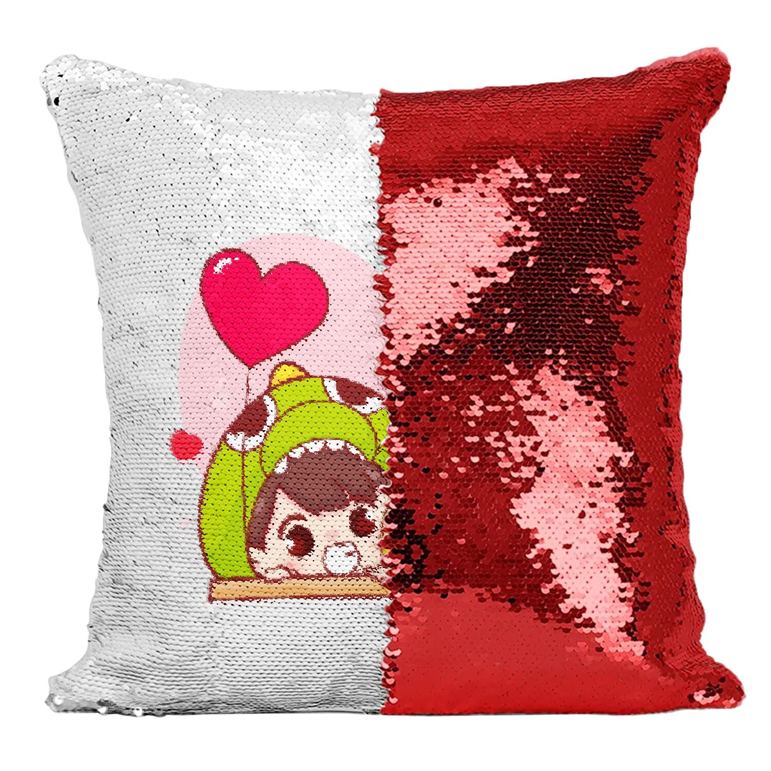 Coussin sequin couple déguisé dessin amour pour un cadeau romantique unique
