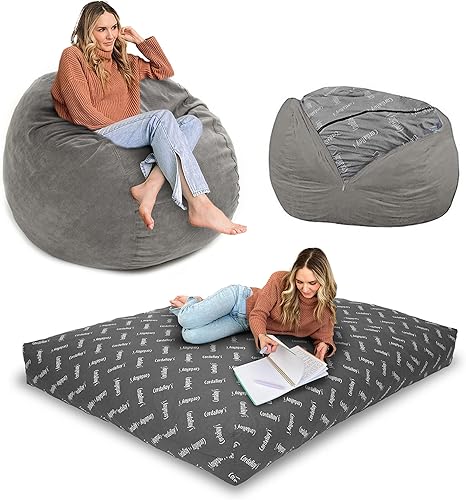 Miniatura 18 de CordaRoy's Puf de pana, puf convertible, lavable a máquina, funda de tela de pana para sótano, sala de estar, sala de juegos, dormitorio y más,