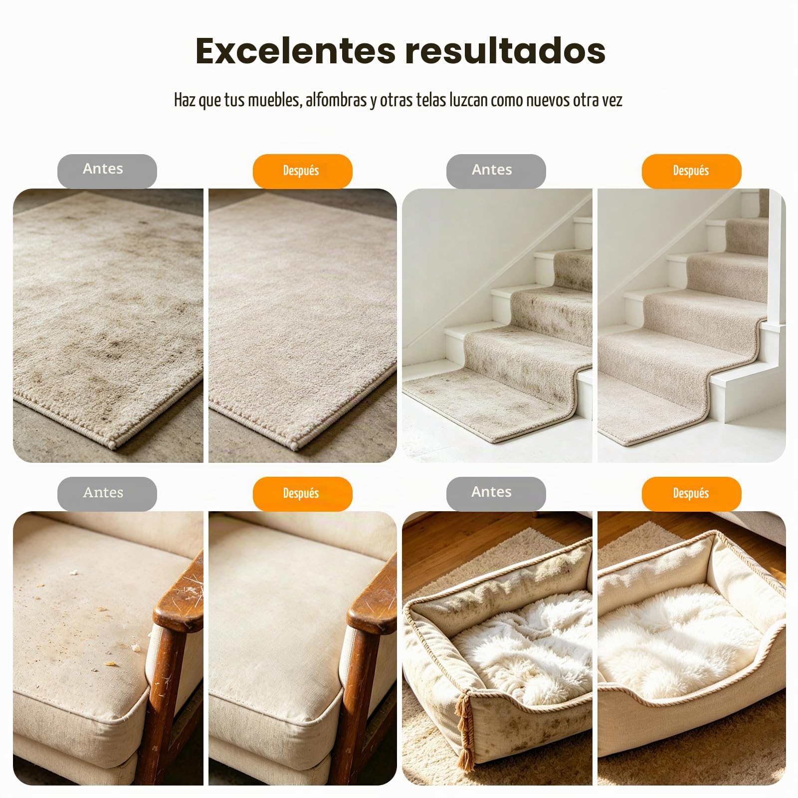 Limpiador de Tapicerias 17kPa Aspiradora de Agua Tapiceria 600W Maquina Limpia Tapicerias para Sofas Alfombras Coche Colchones y Mascotas con Autolimpieza,Depositos Extraibles,Tubos flexible (Marrón)