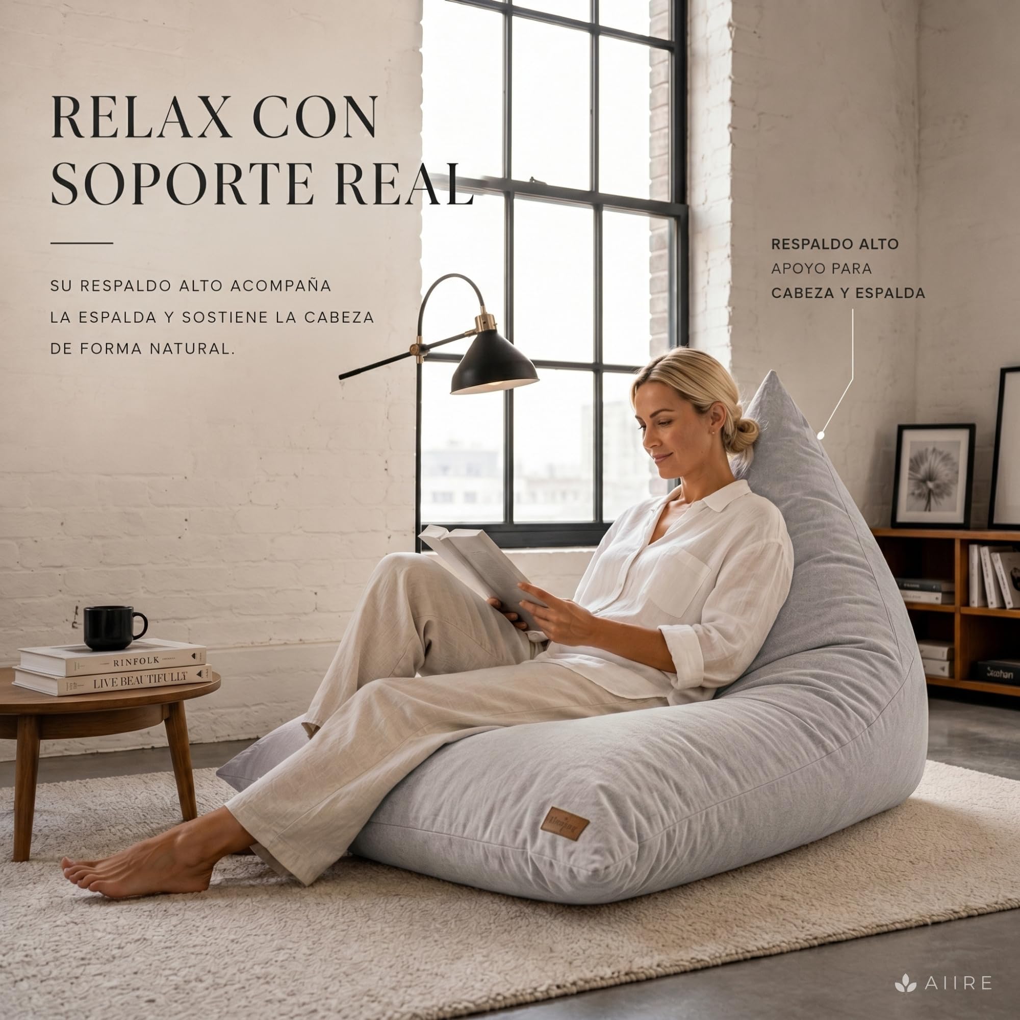 Aiire Puff con Relleno Incluido Moderno - Puf Salon XXL de Diseño para Adulto o Juvenil - Funda Desenfundable y Lavable - Puffs Infantiles XXL - Bean Bag Chair Gamer Gigante
