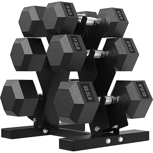 Hex Weights Dumbbell Set with Rack, Half-Pound Increment Rubber Coated Sets for Precision Weight Training & Micro-Loading, Free Hand Weight, Strengthtraining, Exercise, Fitness, Home Gym