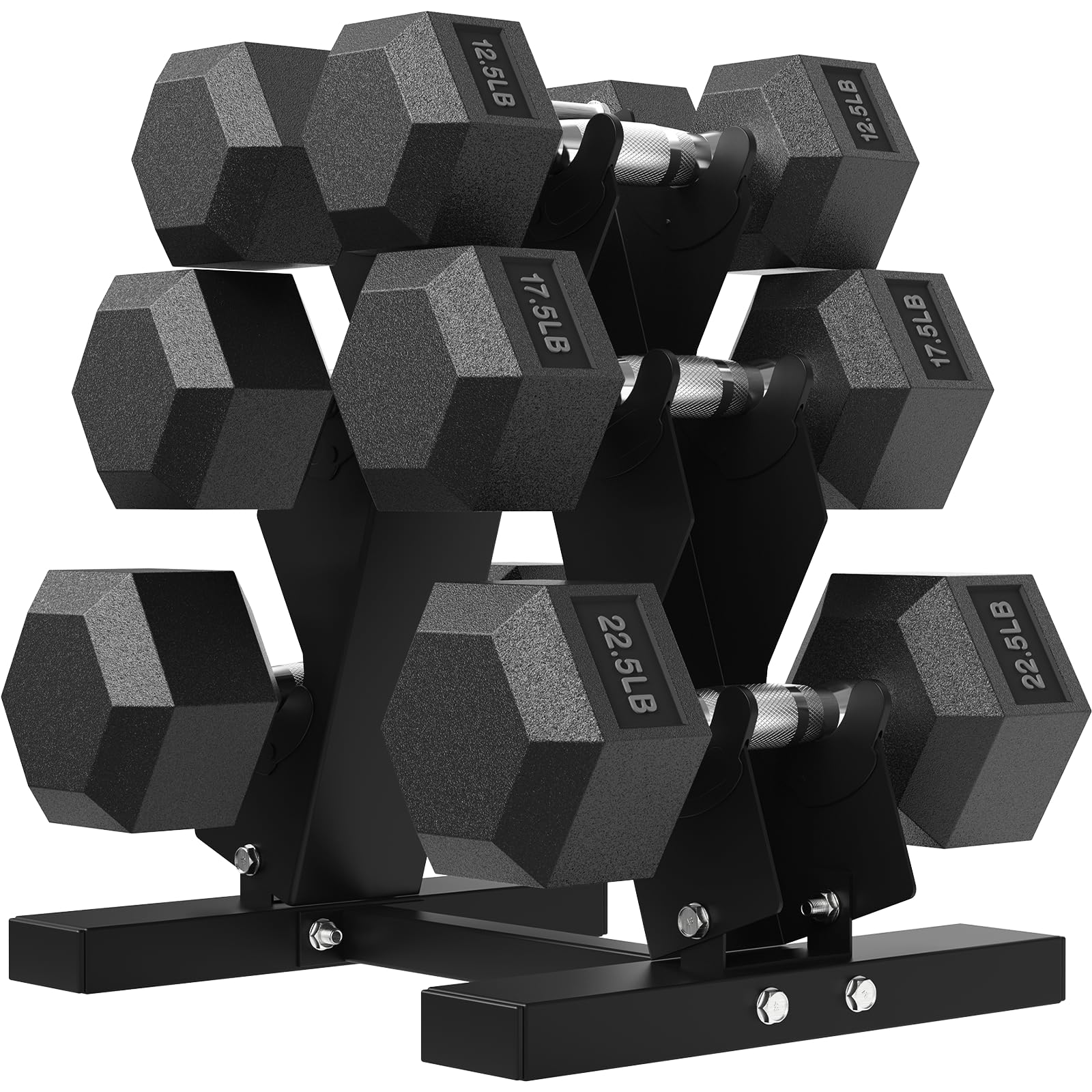 Hex Weights Dumbbell Set with Rack Half-Pound Increment Rubber Coated Sets for Precision Weight Training Micro-Loading Free Hand
