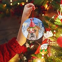 Vista 6 de Adorno de Navidad para perro, Bulldog inglés, adorno colgante de bulldog para árbol de Navidad, adorno de Bulldog para la primera Navidad