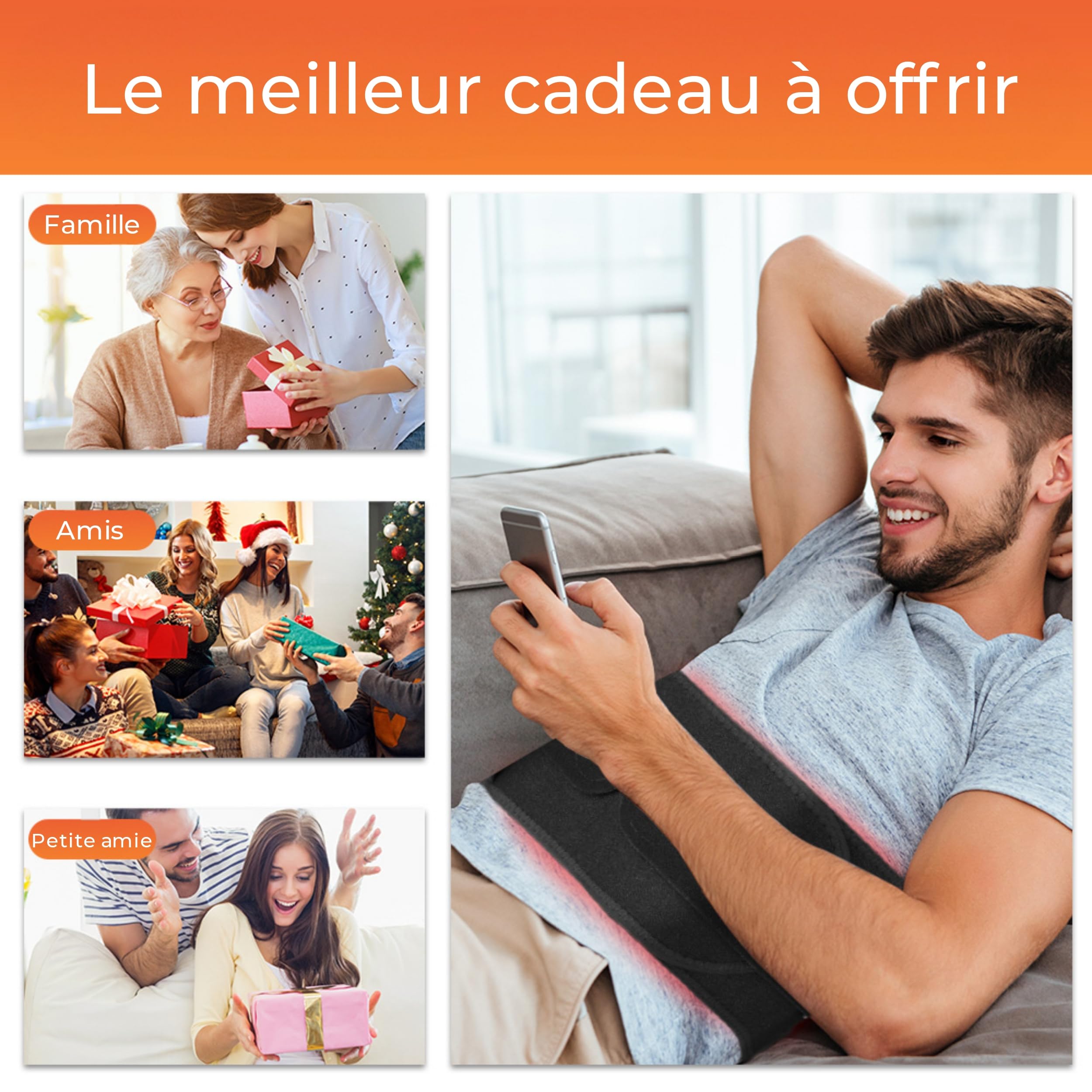 Ceinture de Massage Chauffante Pour Douleur Lombaire Sans Fil, Massage Du Dos, Shiatsu, Ceinture De Soutien Lombaire, Soulage Le Mal De Dos, Sciatique, Lombalgie, Douleur Menstruelle Coussin Chauffant