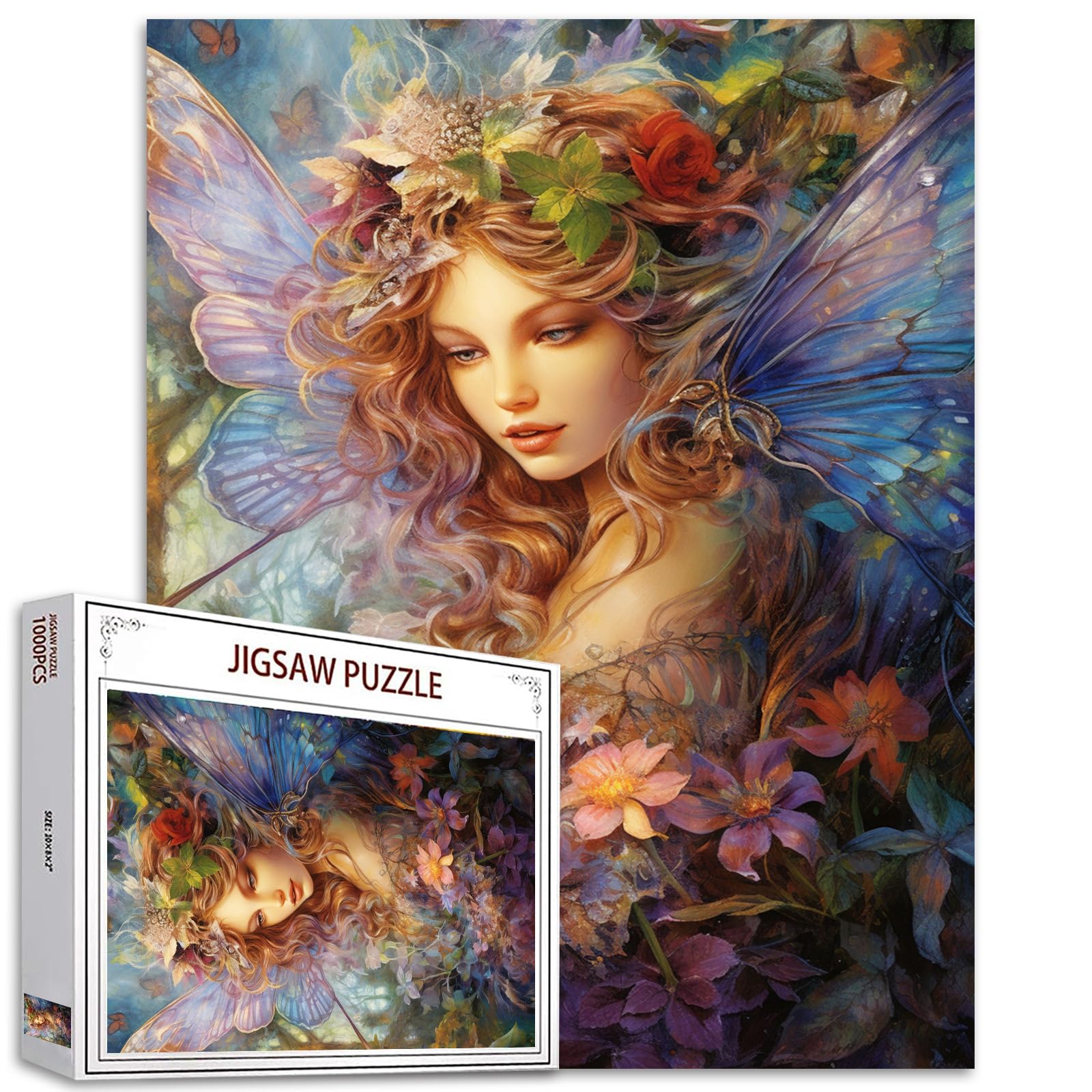 Tucocoo Watercolor Girl Jigsaw Puzzles for Adults 1000 Pieces, Koi Fish Blue Ocean Abstract Art Jigsaw Puzzle Colorful DIY Handwork Puzzles for Home Decoration, Family Puzzle Perfect for Game Nights — view 14