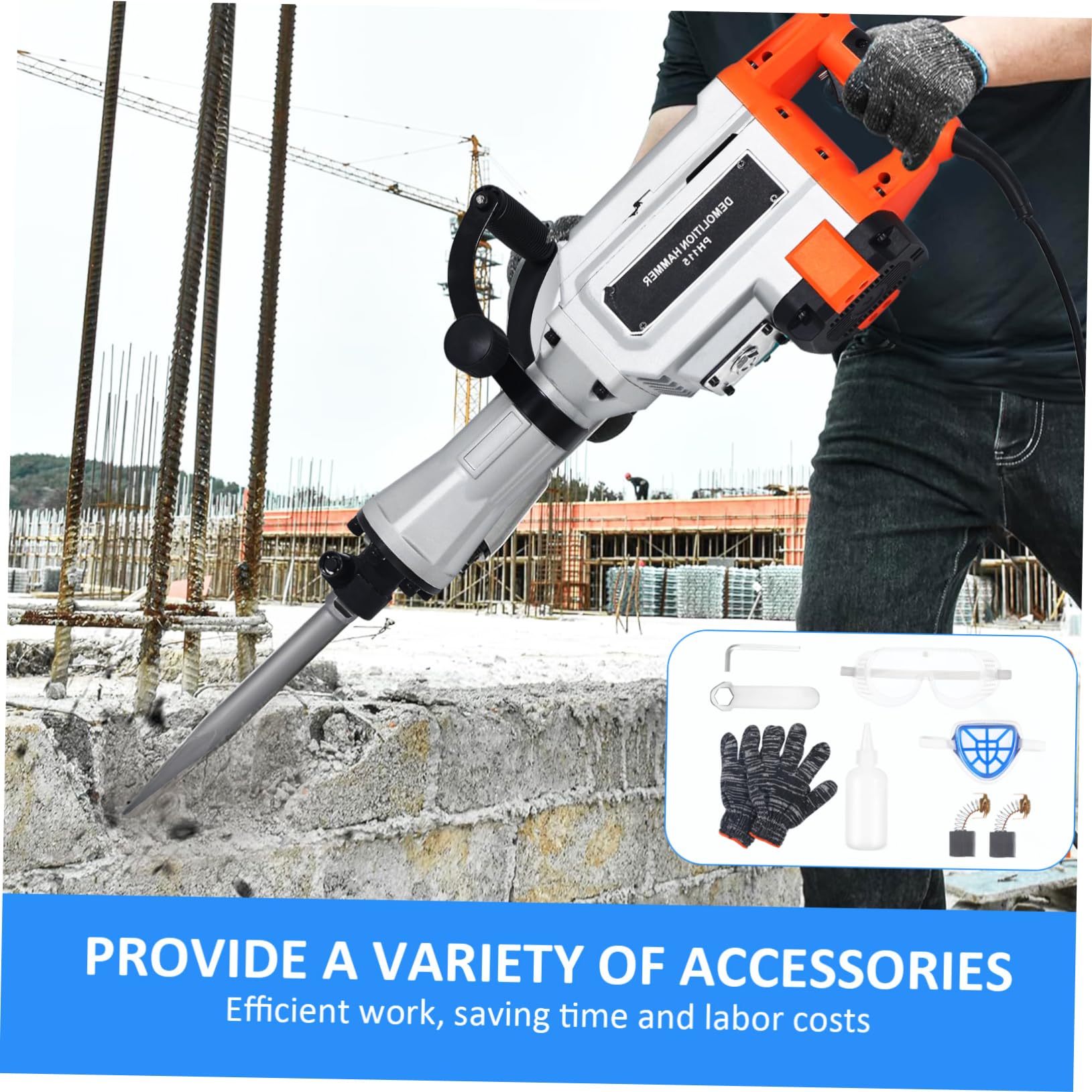 OSALADI Electric Demolition Hammer Drill for Concrete Breaking Heavy Duty Rotary Hammer with Powerful Performance for Construction and Renovation Projects