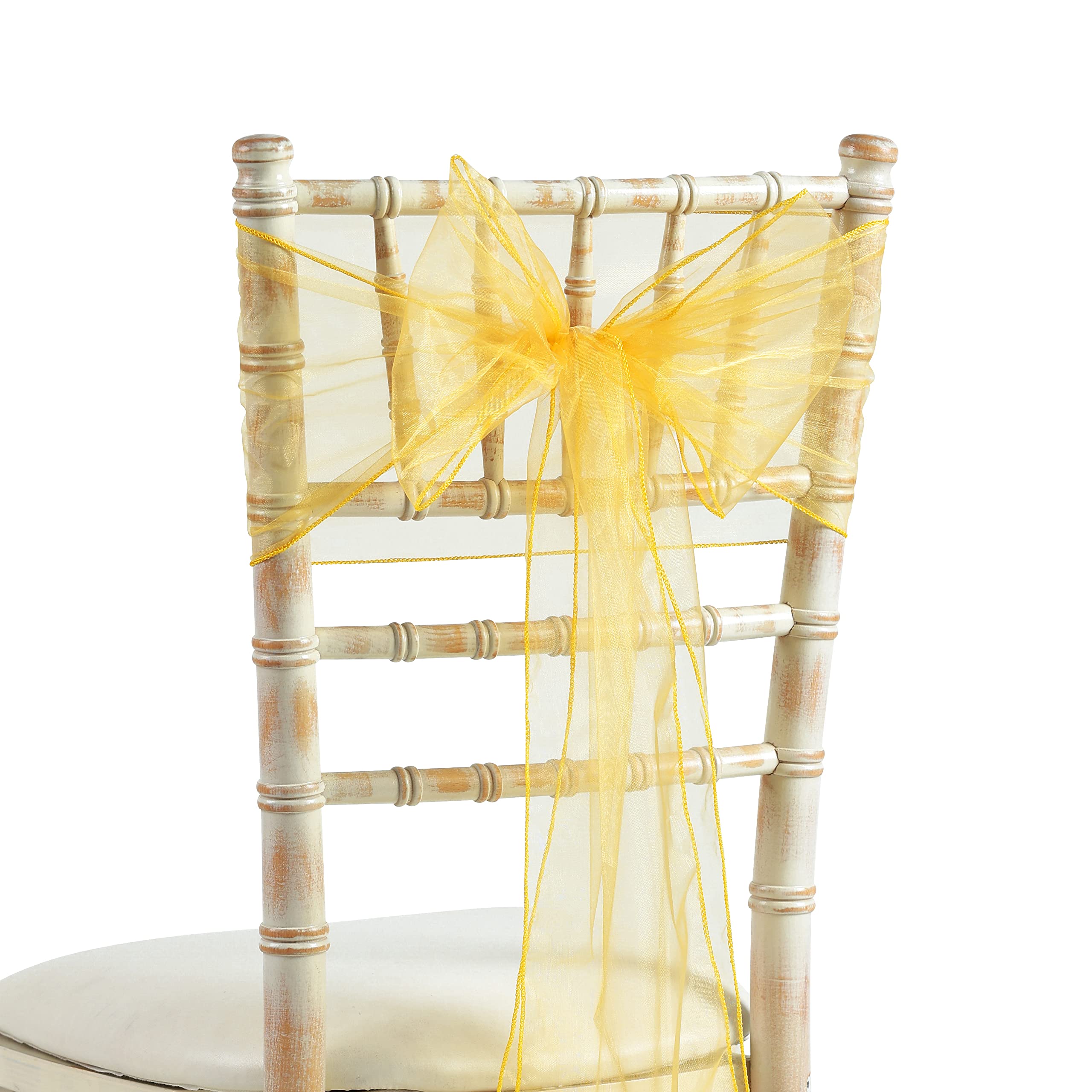 The Chair Cover Company Gold 20X275cm Organza Sash Wider Sash Fuller Bows Chair Cover Bows Sash For Wedding Party Birthday Decoration (25, )