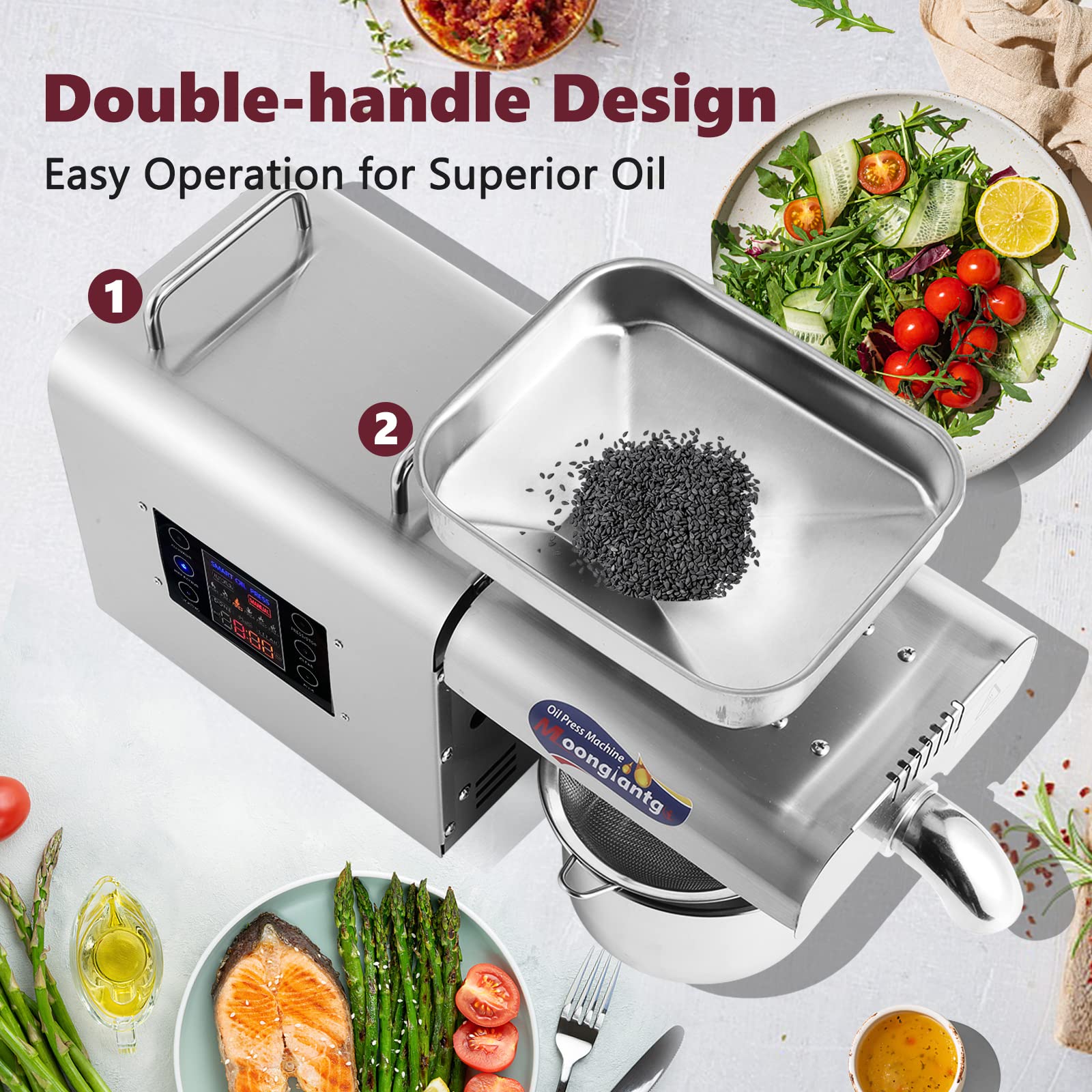 Prensa De Aceite Eléctrica 1800W - Acero Inoxidable, Extracción En Frío/caliente, Para Frutos Secos