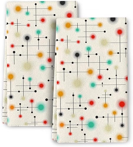 Juego de toallas de cocina modernas de mediados de siglo, paños de cocina retro absorbentes para cocina, toallas de mano, paños de cocina para