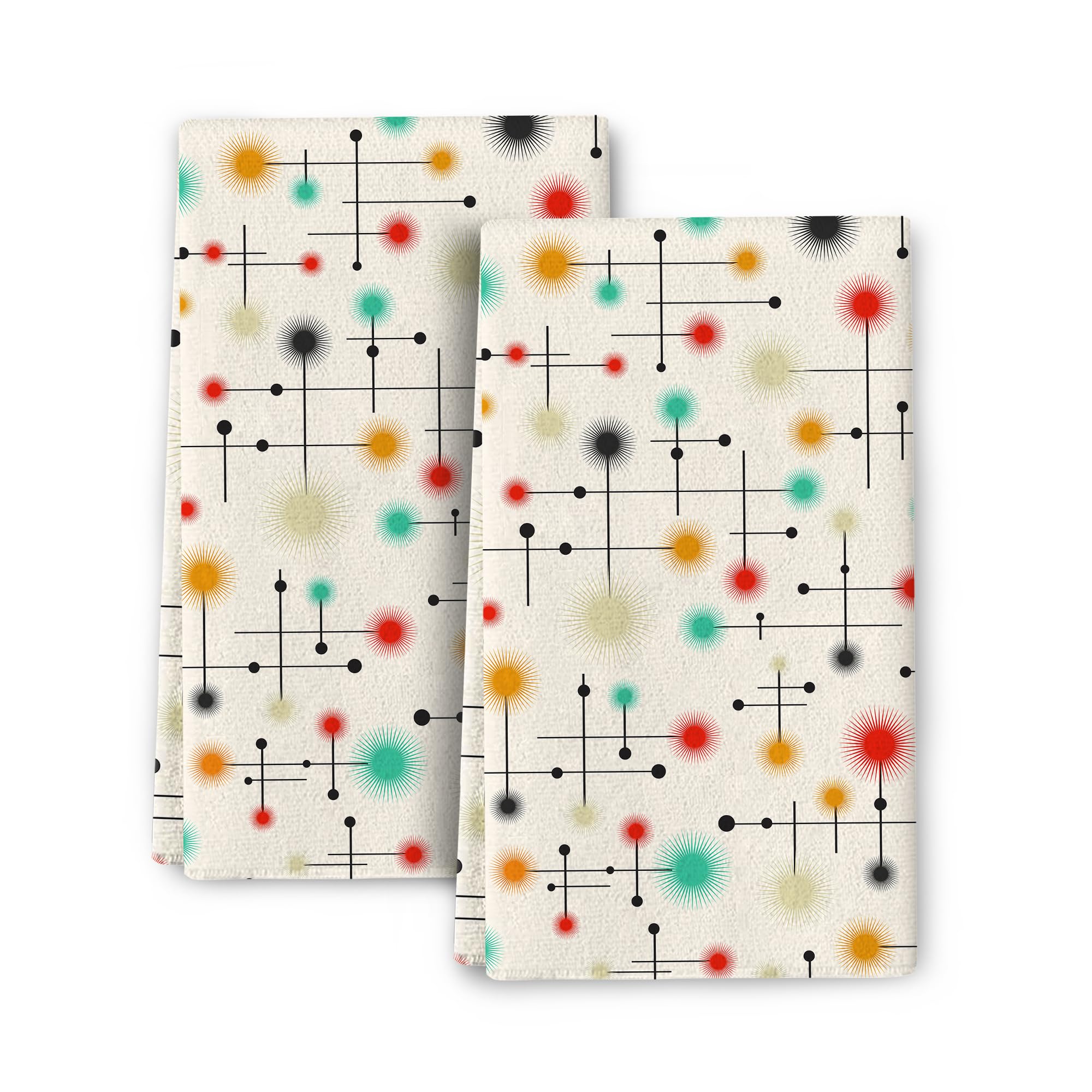 Mid Century Modern Kitchen Towels Decoratice Set Retro Dish Towels