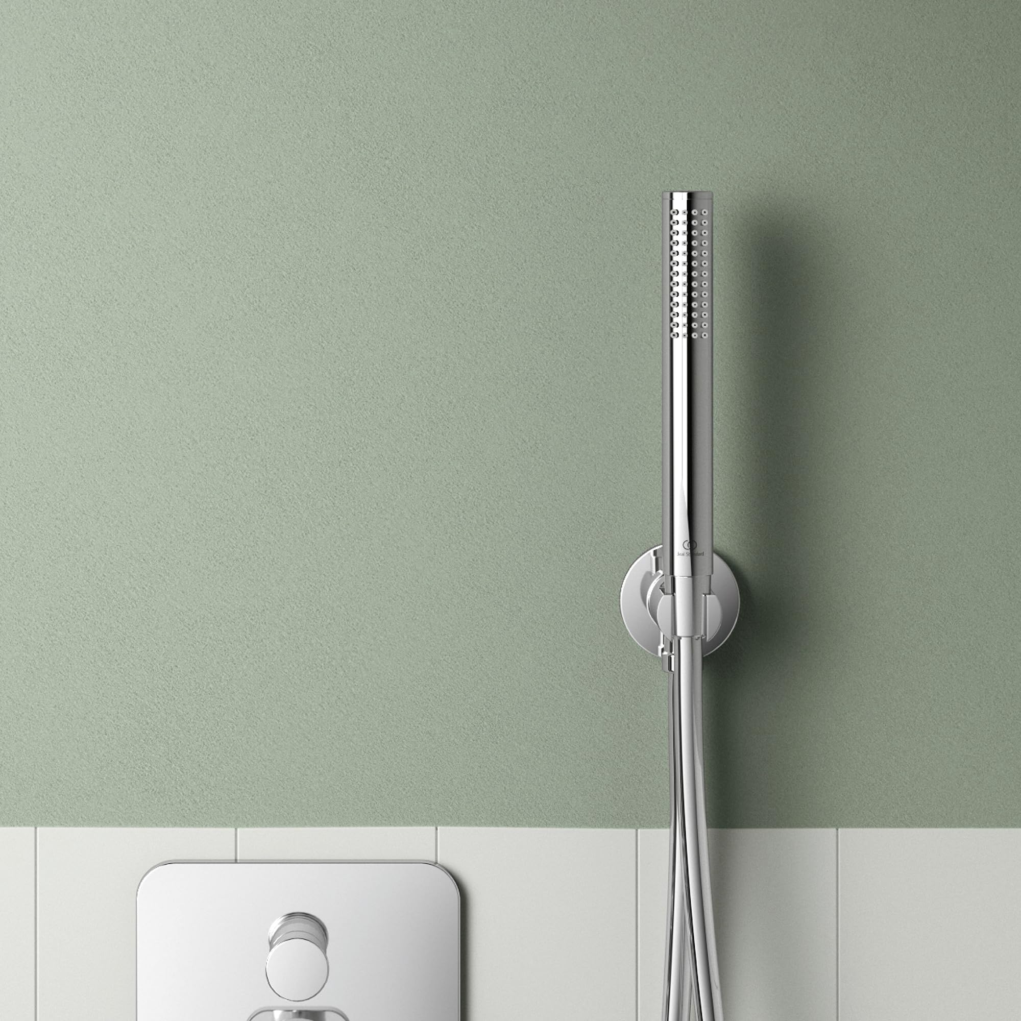 Ducha de mano Ideal Standard – Idealrain Atelier, ducha de mano de 1 función con diseño de barra, cabezal de ducha ahorrador de agua, rosca de conexión estándar G1/2, cromada
