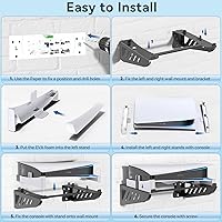 Vista 4 de Kit de montaje en pared para PS5 horizontal, soporte de pared para PS5 horizontal para PS5 Disc y Digital, accesorios PS5, soporte de base flotante